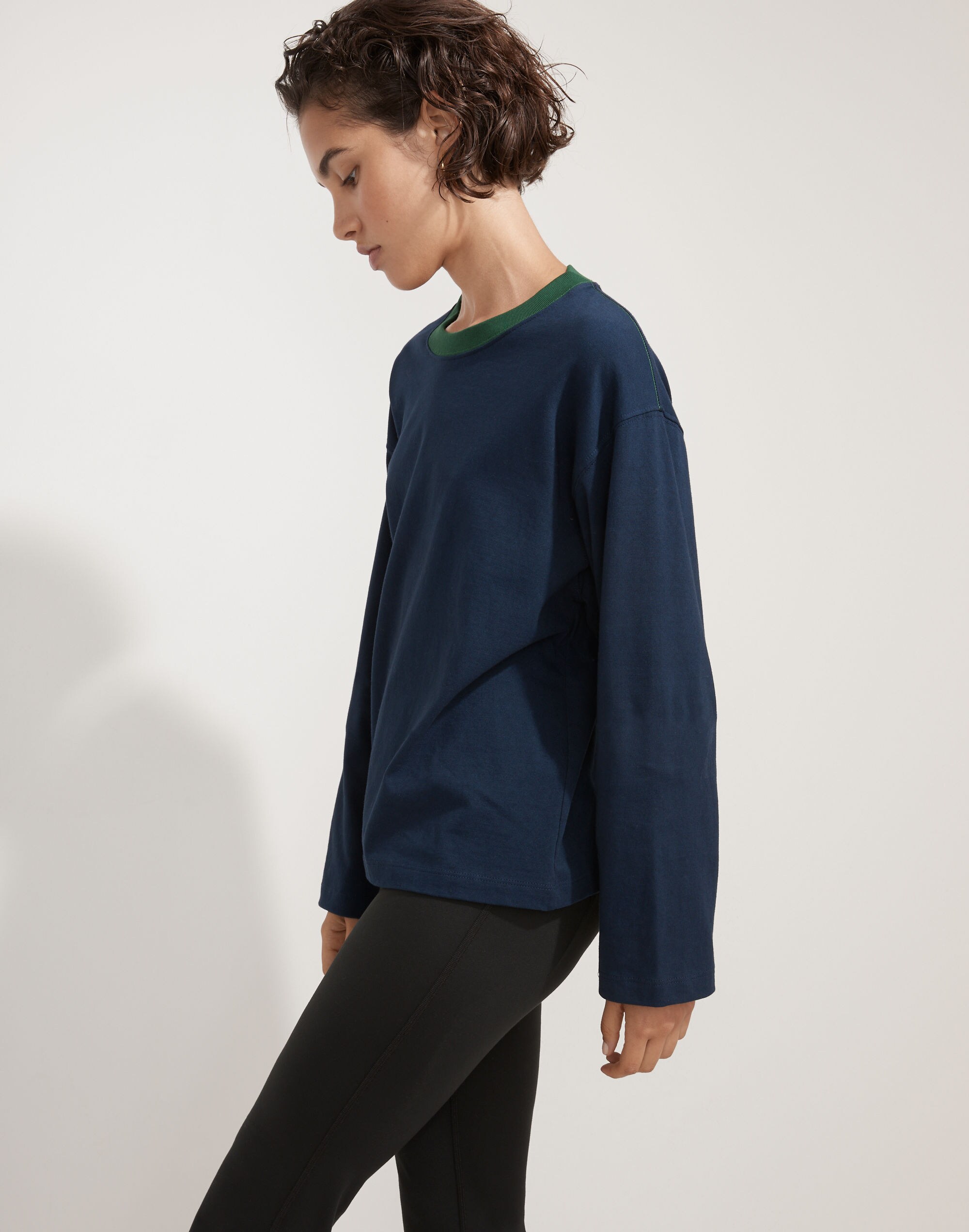 Donni Bi-Color Ringer Long-Sleeve Tee