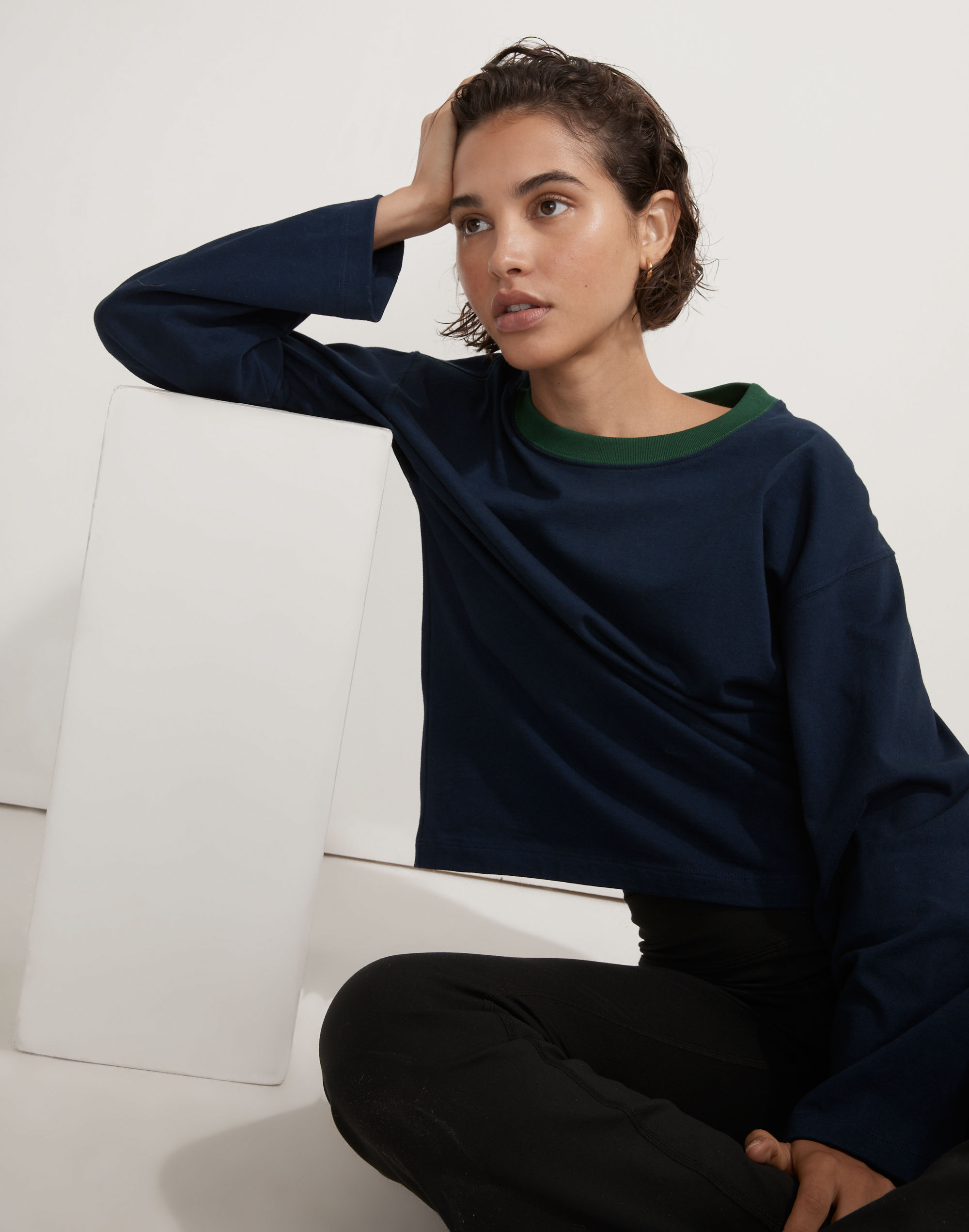Donni Bi-Color Ringer Long-Sleeve Tee