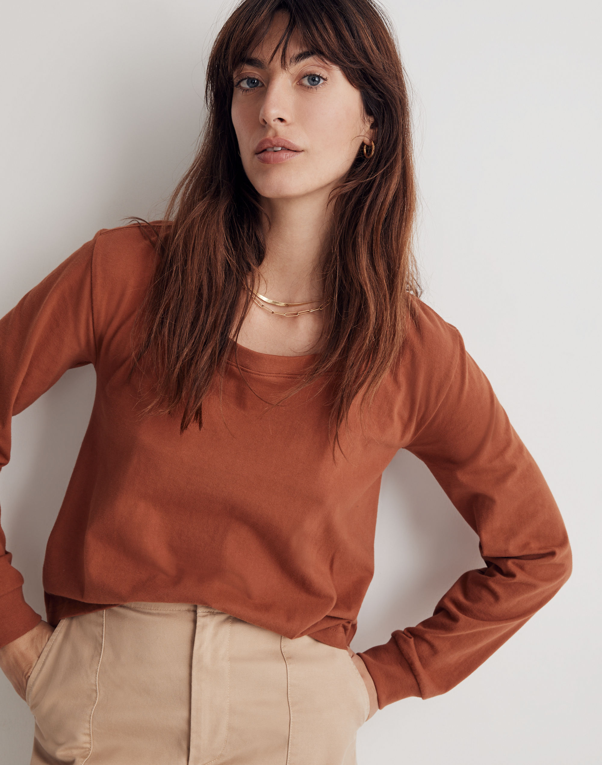Donni Square-Neck Long-Sleeve Tee