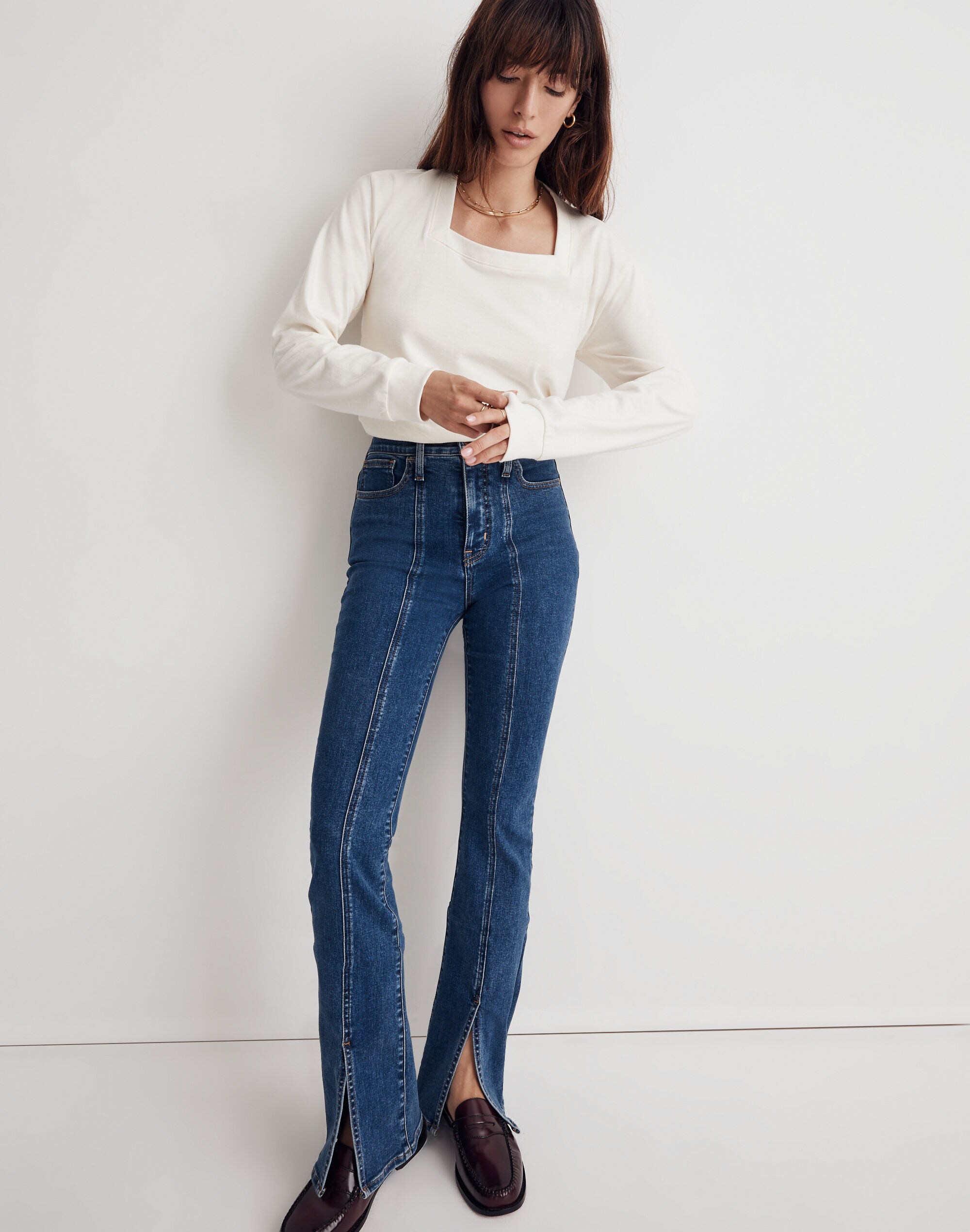 Donni Square-Neck Long-Sleeve Tee