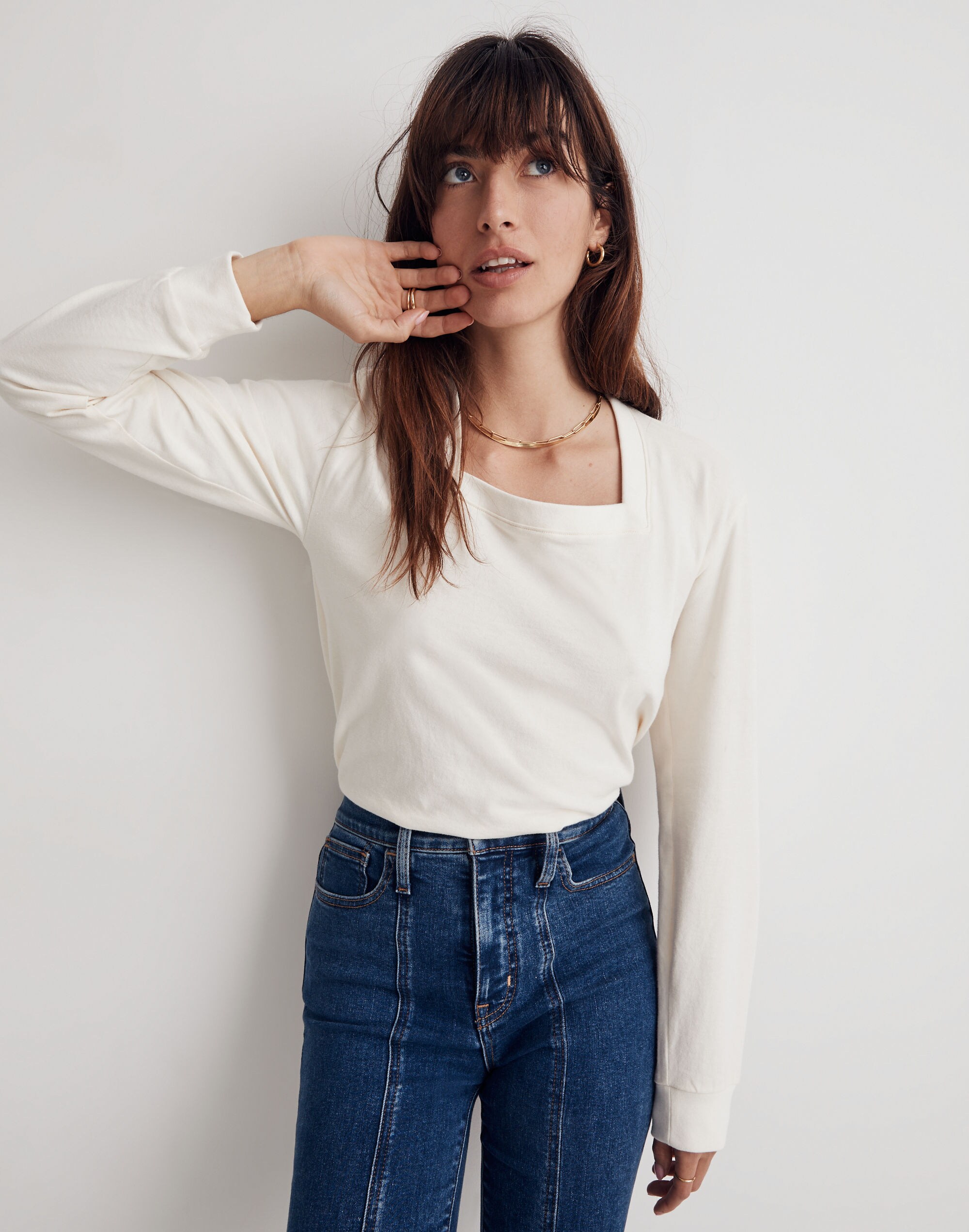 Donni Square-Neck Long-Sleeve Tee