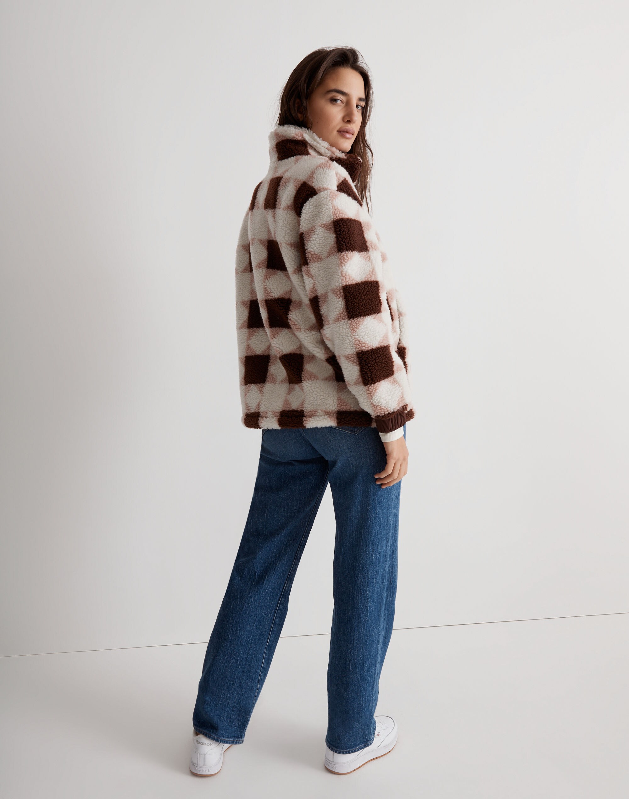 (Re)sourced Sherpa Quilted Bomber Jacket in Patchwork Stars