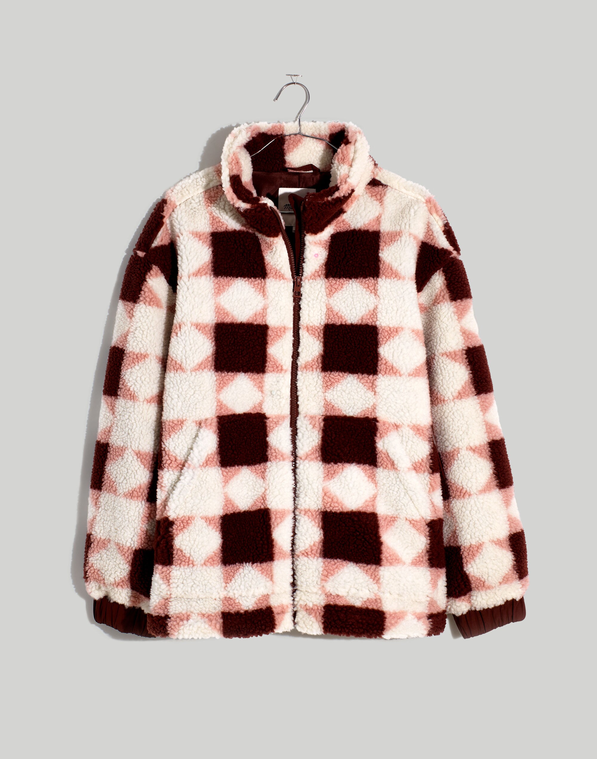 (Re)sourced Sherpa Quilted Bomber Jacket in Patchwork Stars