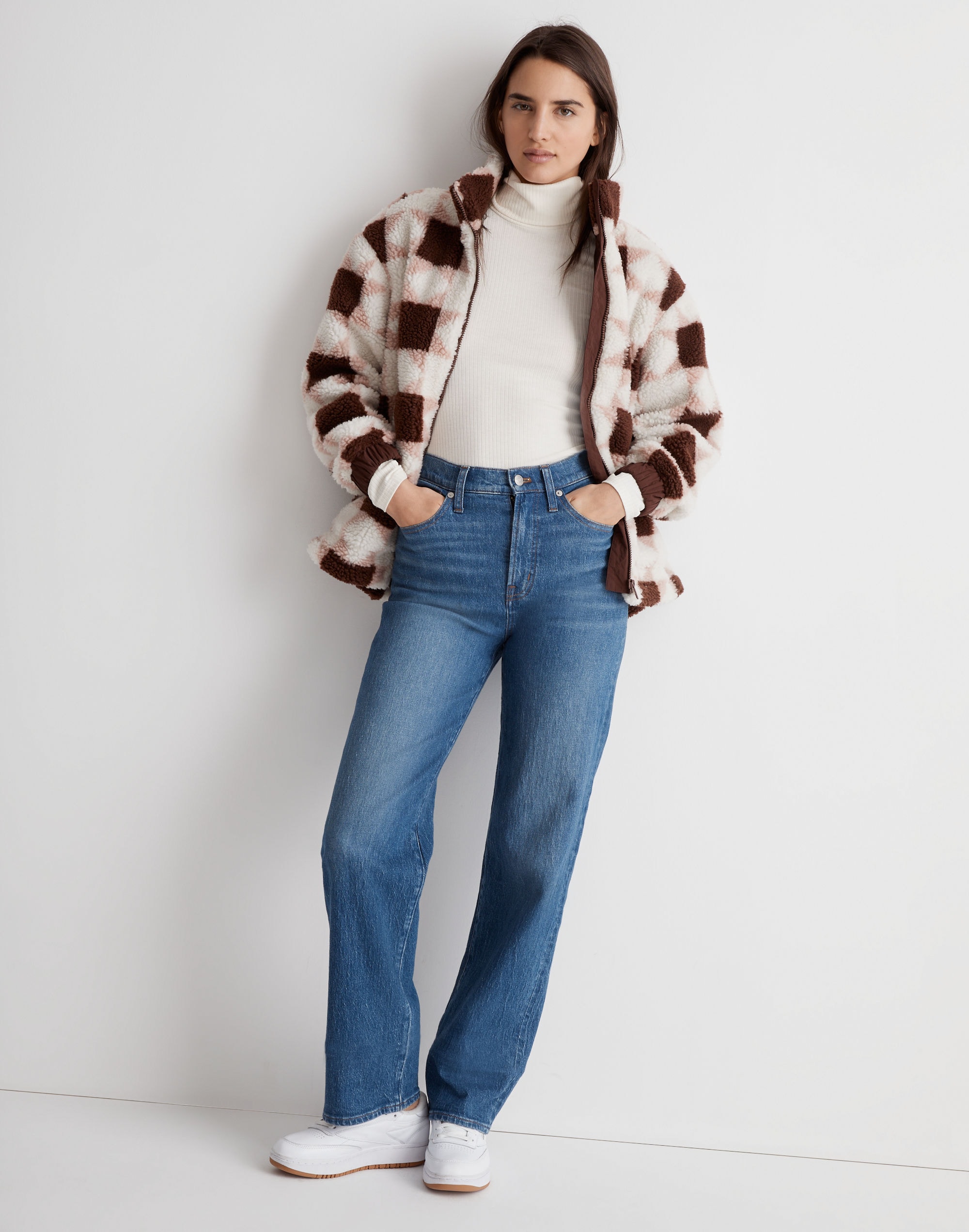 (re)sourced sherpa quilted bomber jacket in patchwork stars