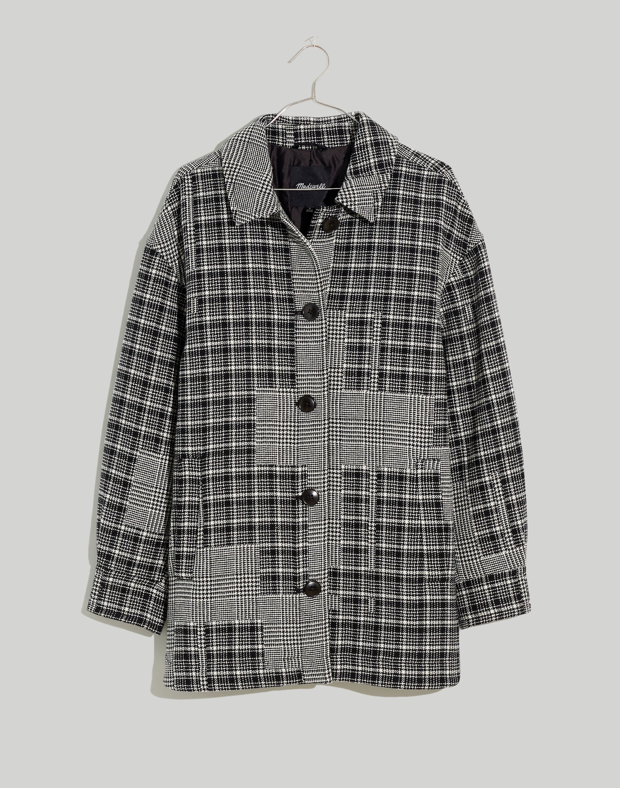 Quilt-Lined Shirt-Jacket in Patchwork Print