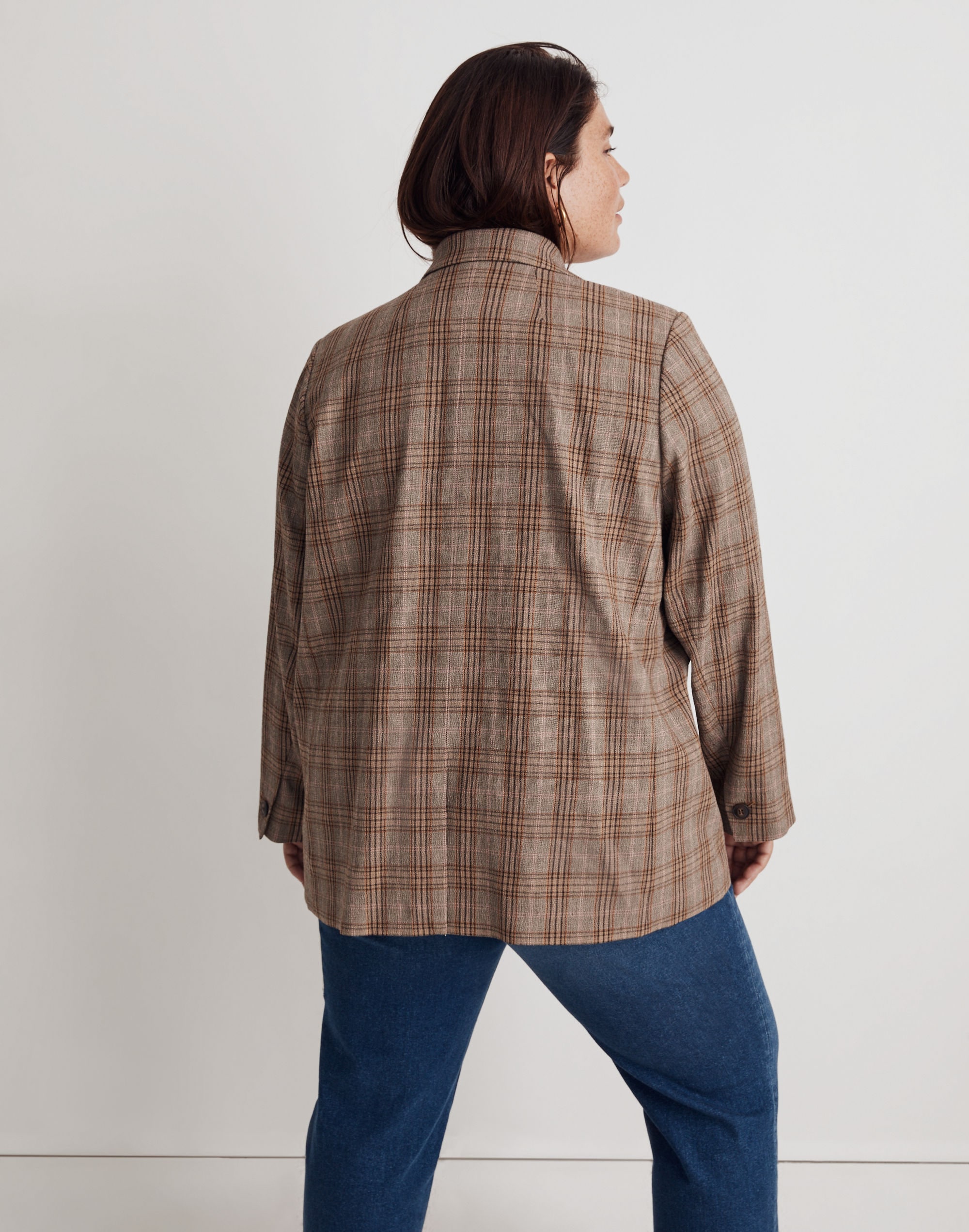 Plus Caldwell Double-Breasted Blazer in Wardlow Plaid