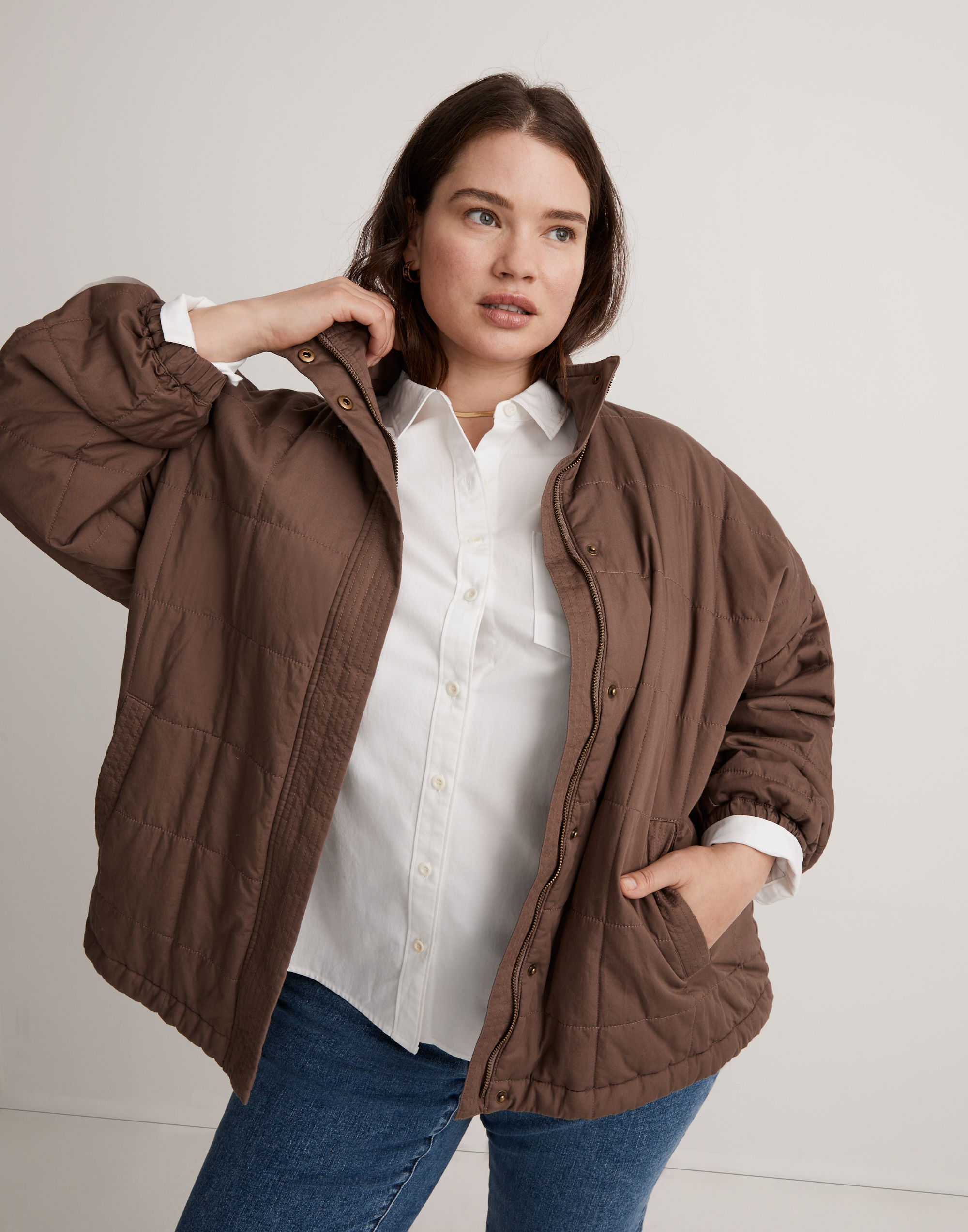 Plus Quilted Bomber Jacket