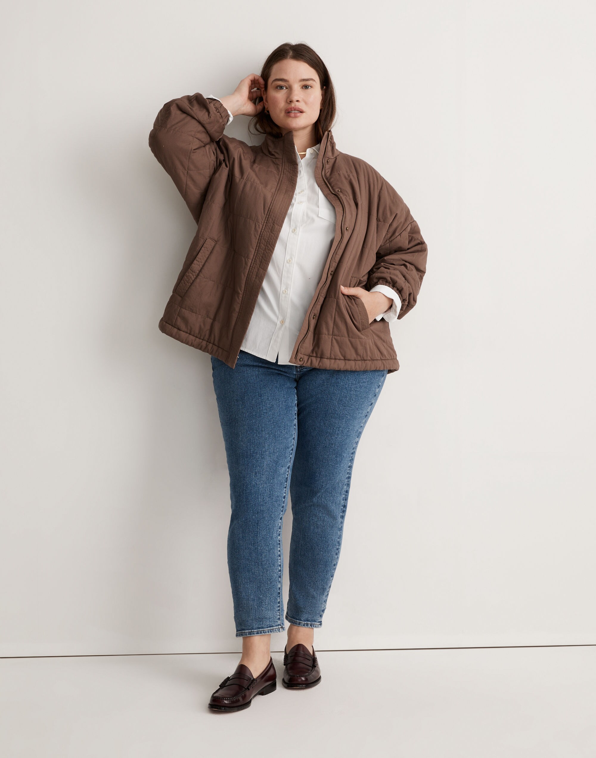 Plus Quilted Bomber Jacket