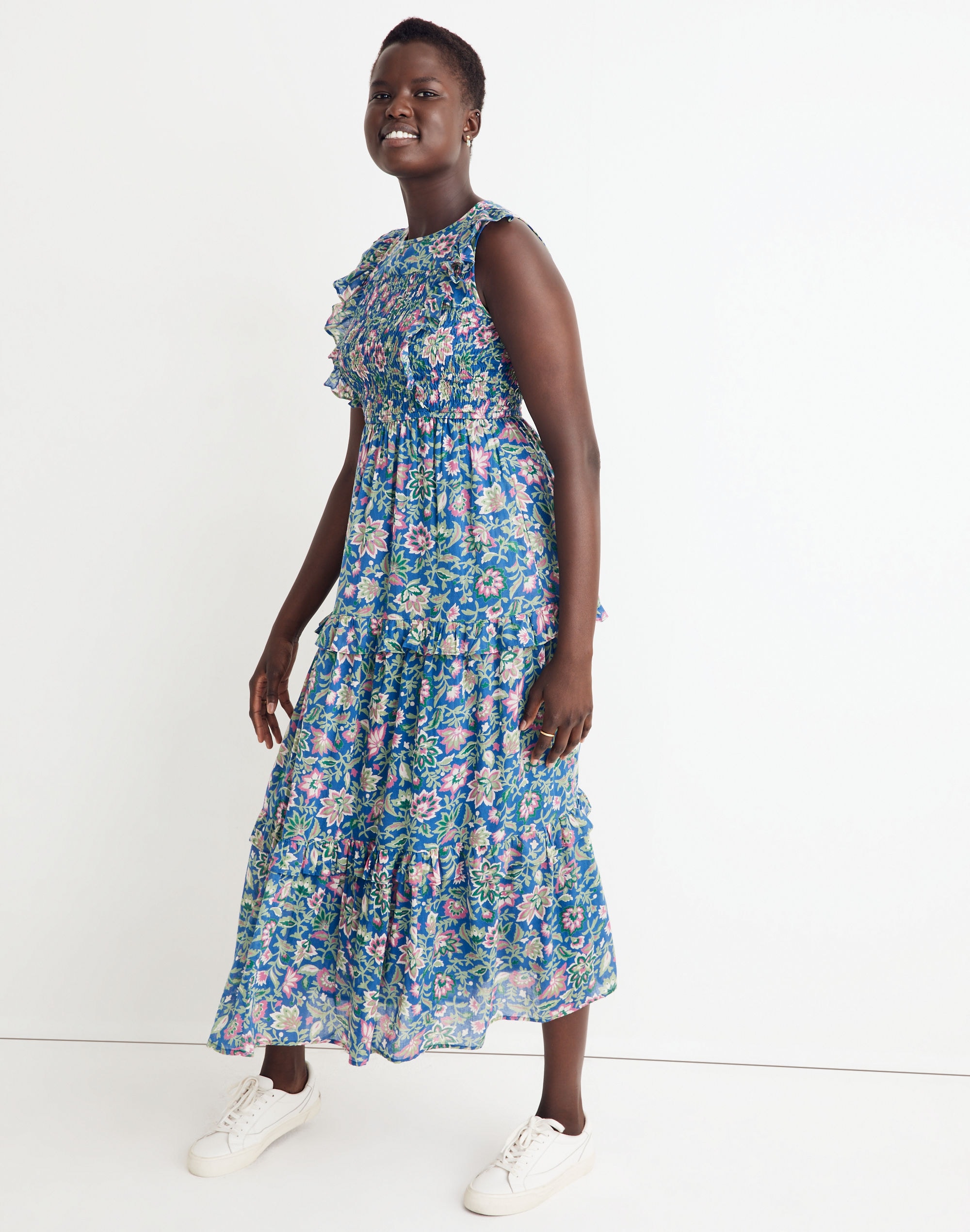 Banjanan Voile Iris Dress in Surf Floral