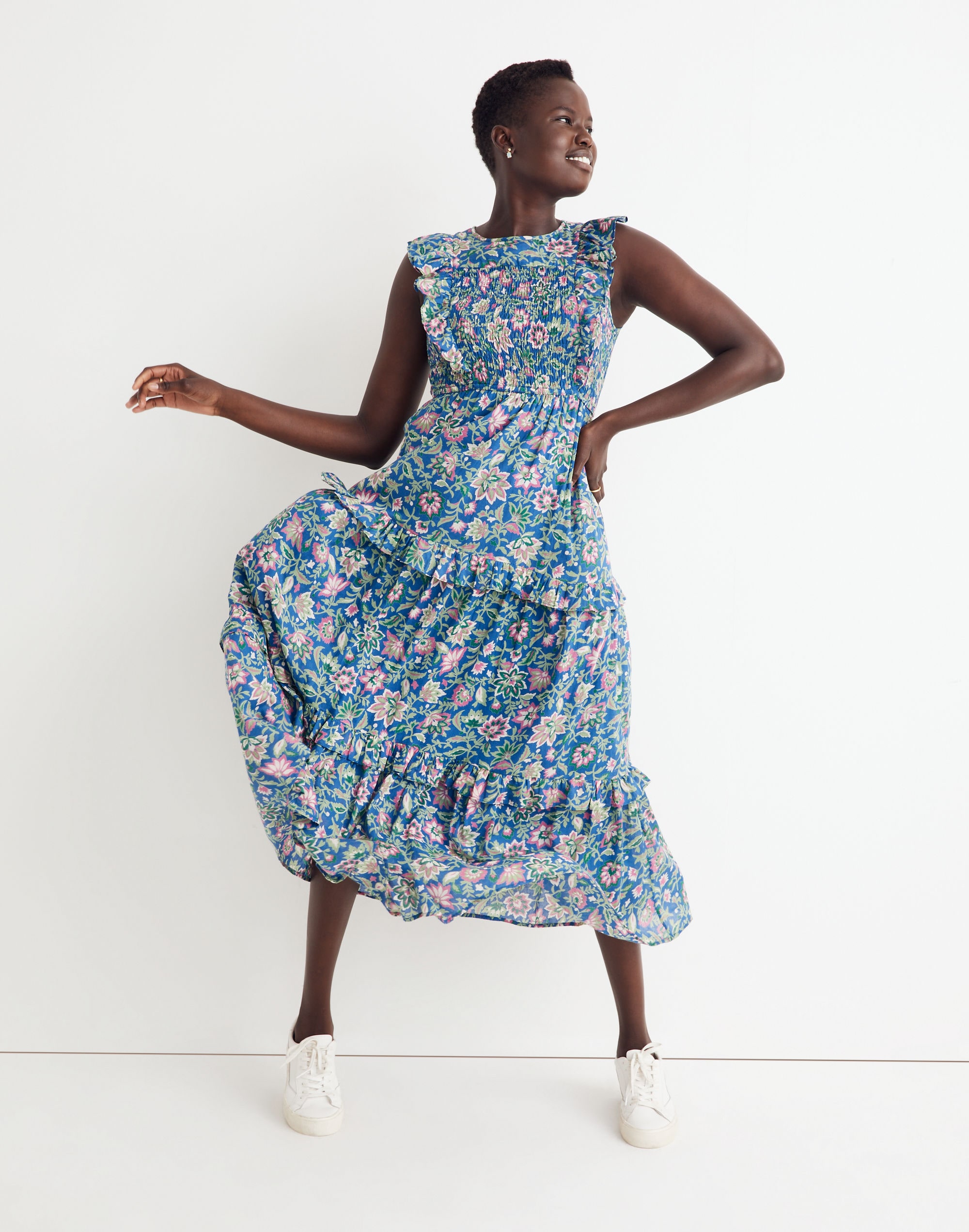 Banjanan Voile Iris Dress in Surf Floral