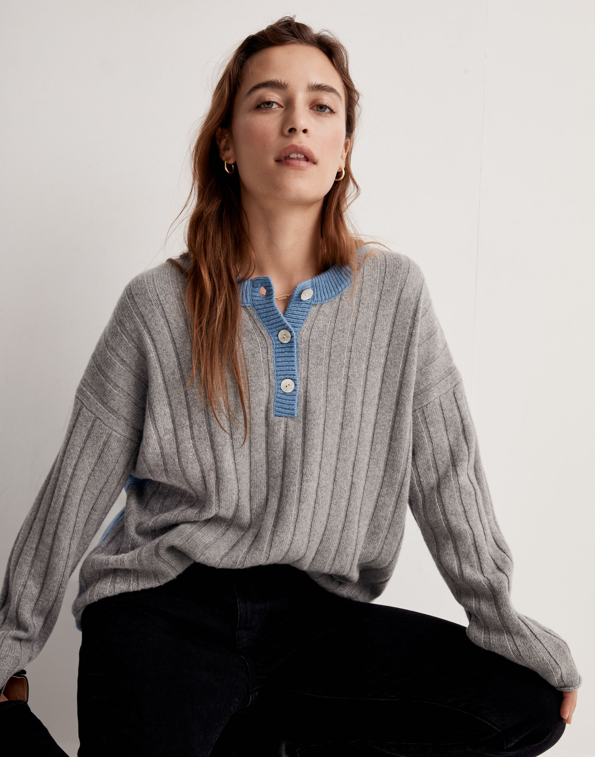 Madewell x Donni  (Re)sourced Cashmere-Merino Pullover Sweater in Colorblock