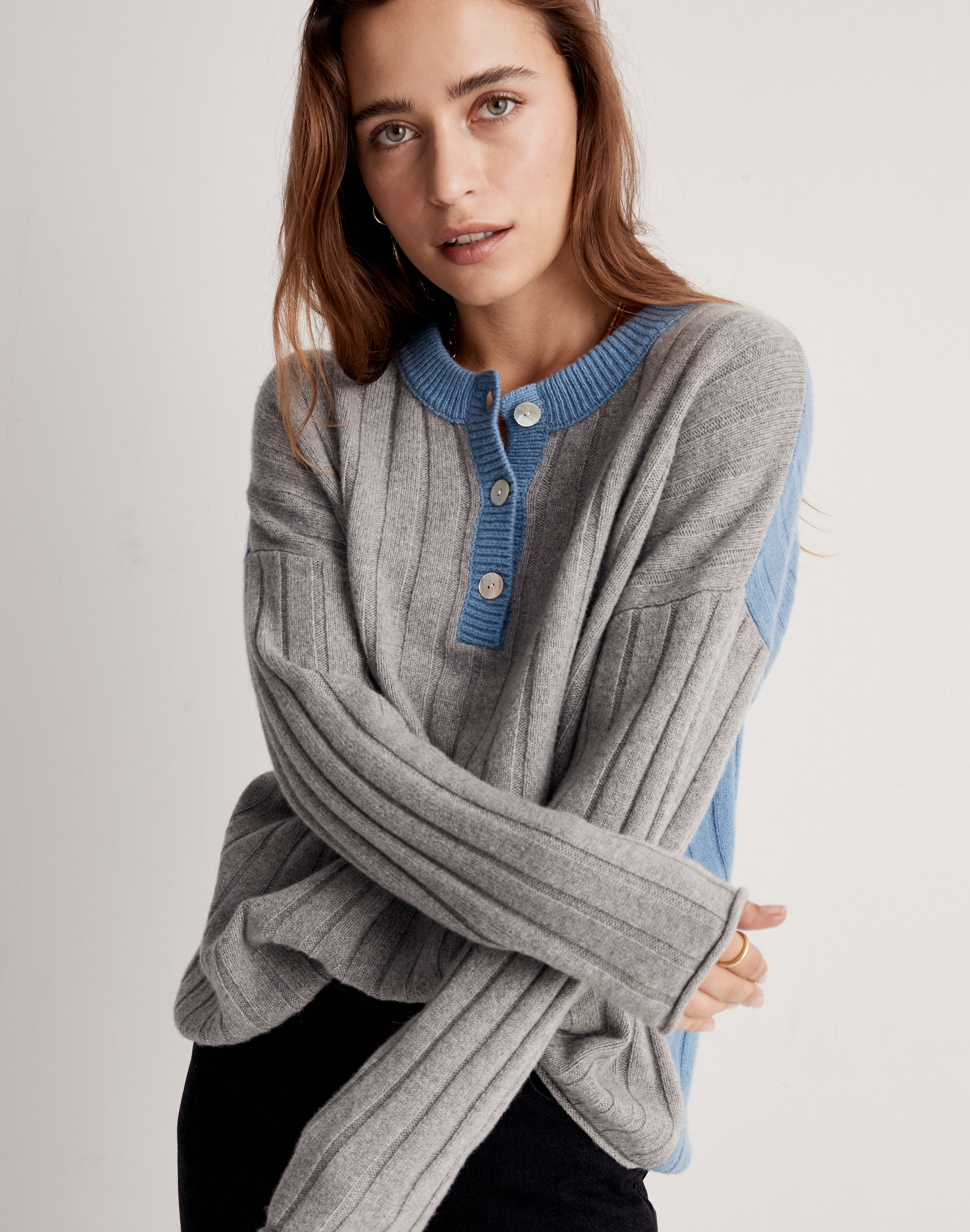 Madewell x Donni  (Re)sourced Cashmere-Merino Pullover Sweater in Colorblock