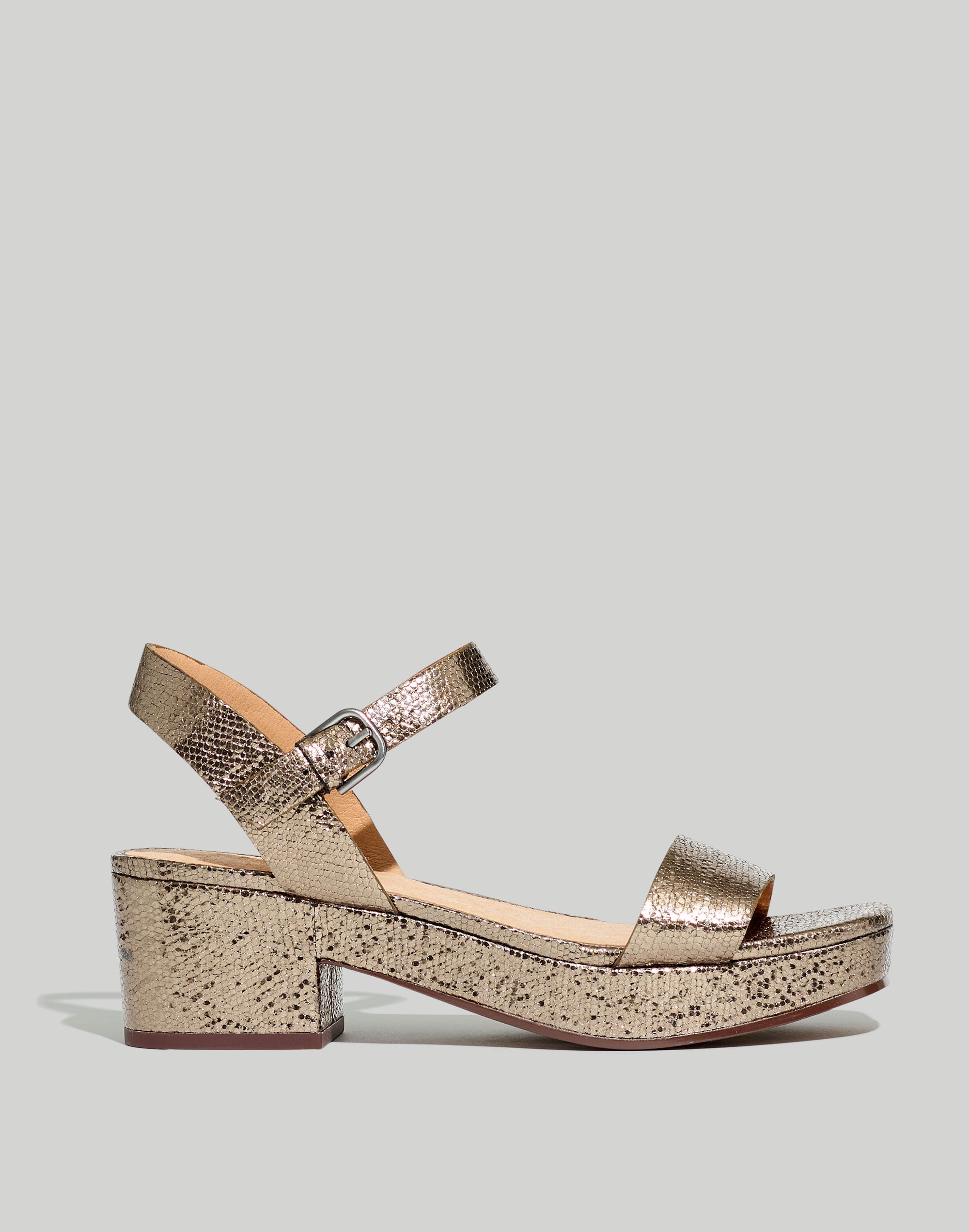 The Lina Platform Sandal in Crinkled Leather