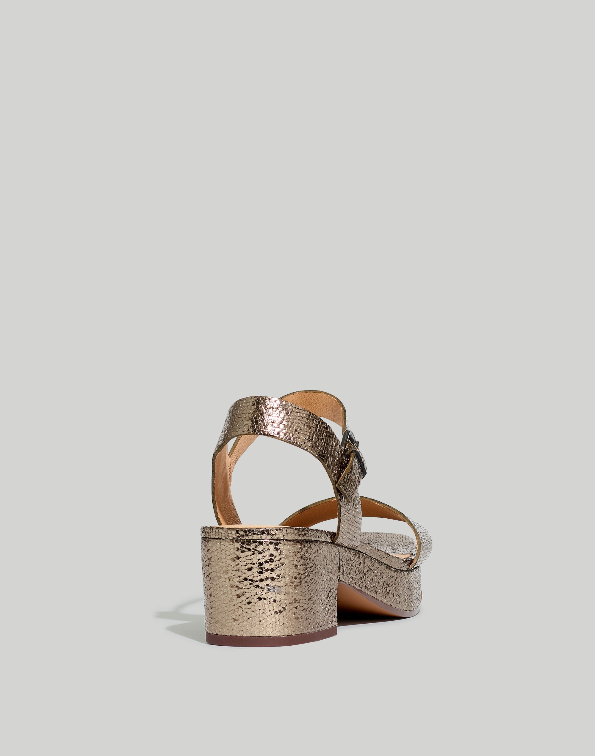 The Lina Platform Sandal in Crinkled Leather