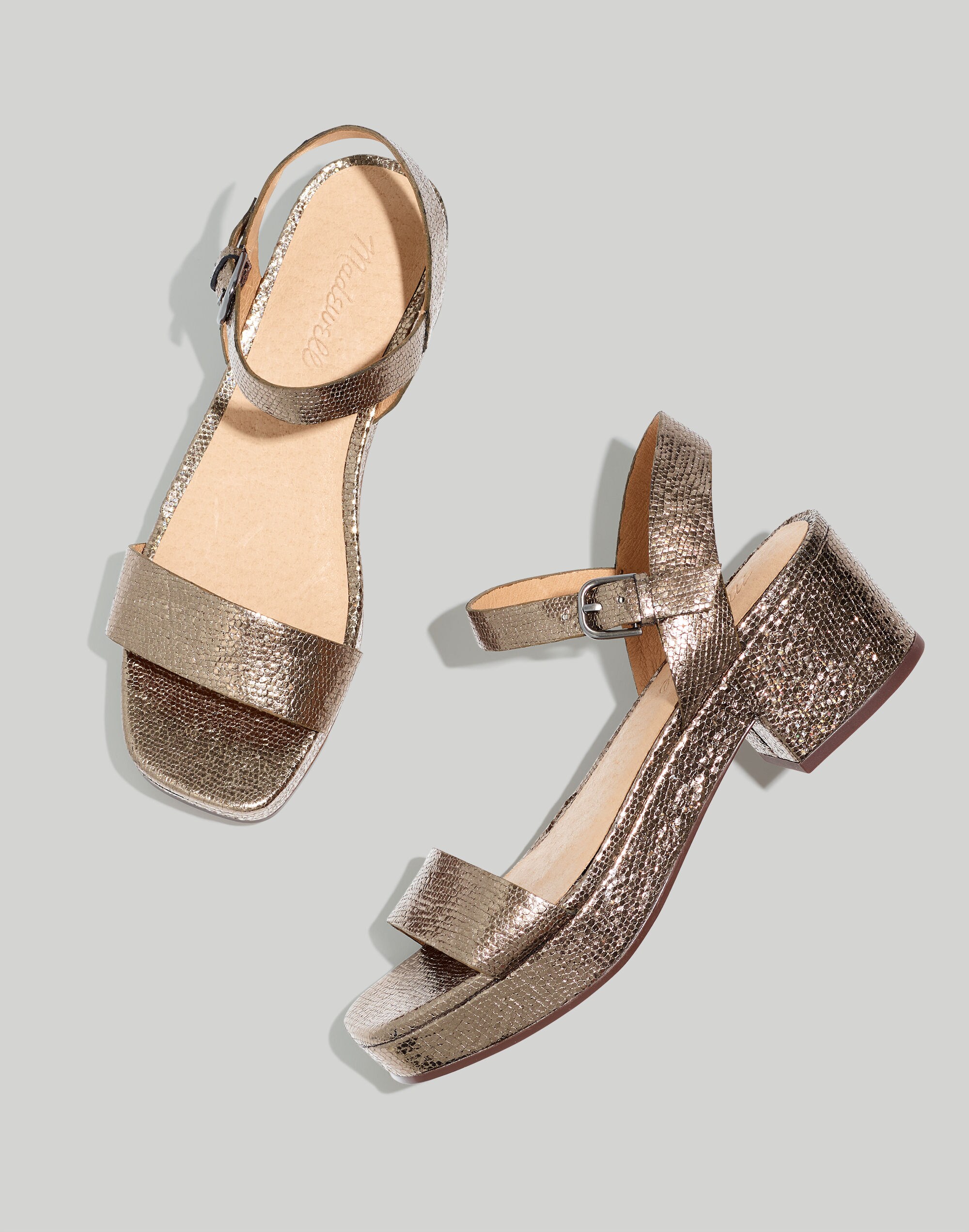 The Lina Platform Sandal in Crinkled Leather