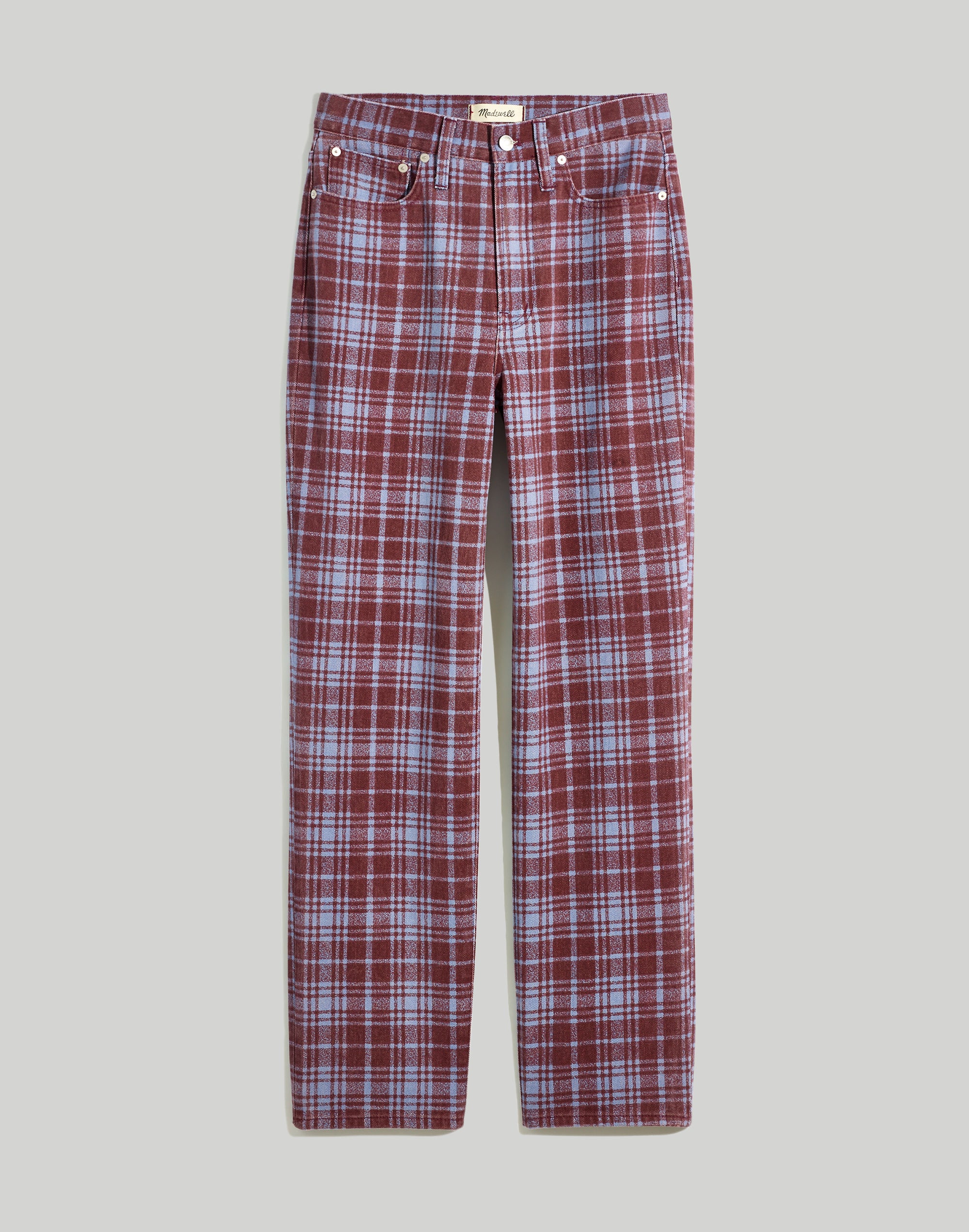 The Perfect Vintage Straight Jean in Cabernet Plaid