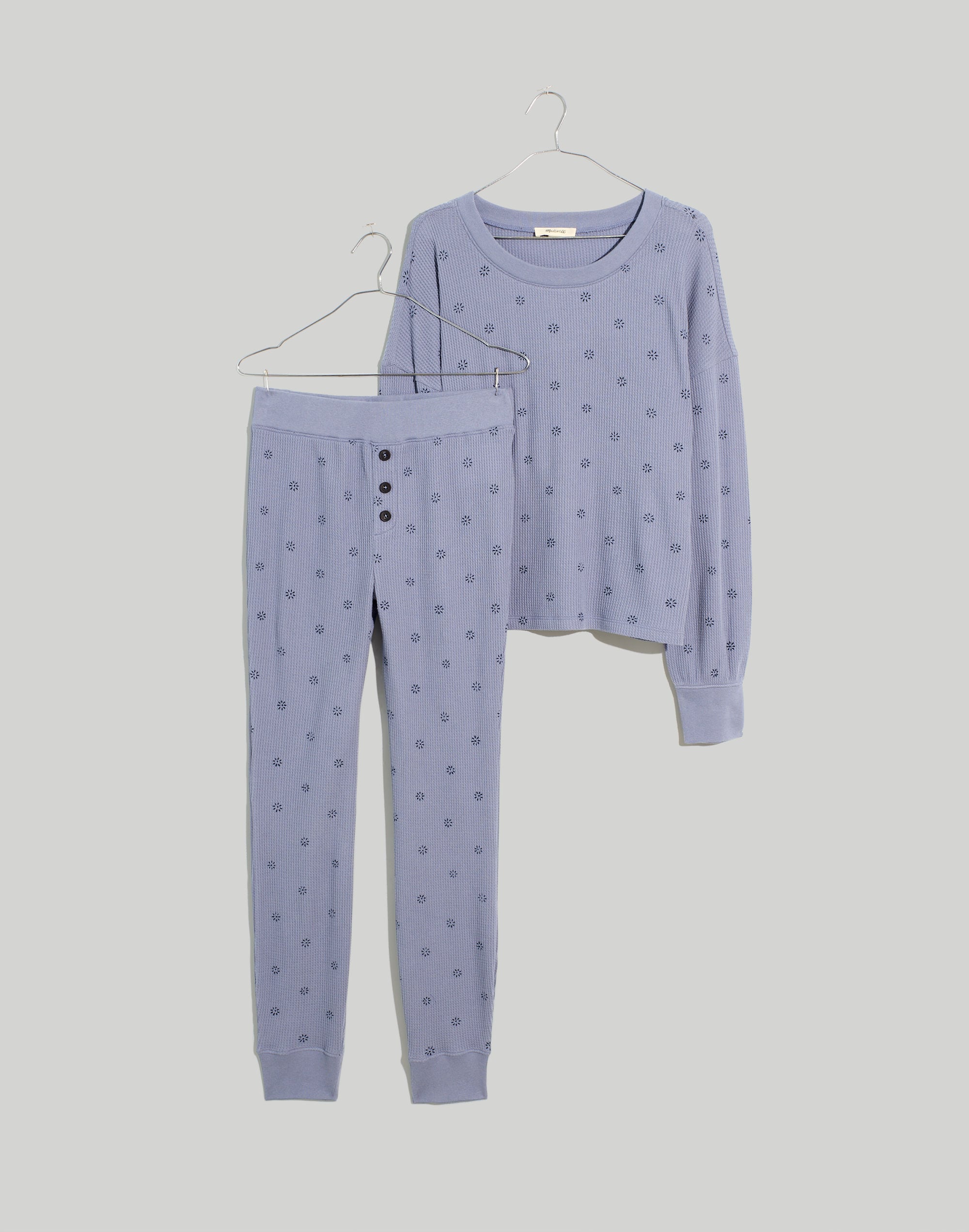 Waffle Knit Long Pajama Set in Hallow Blooms