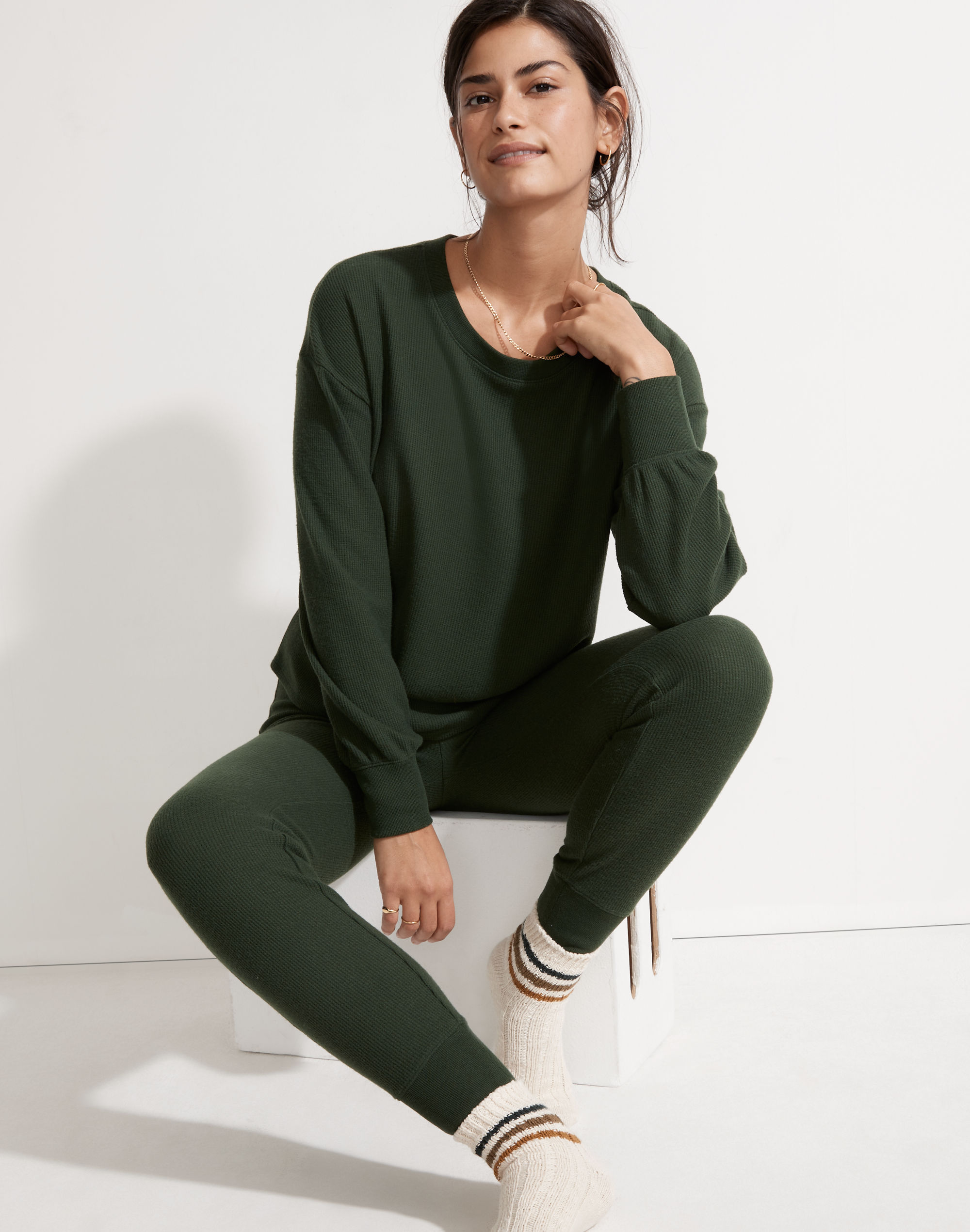 Brushed Waffle Knit Pajama Set