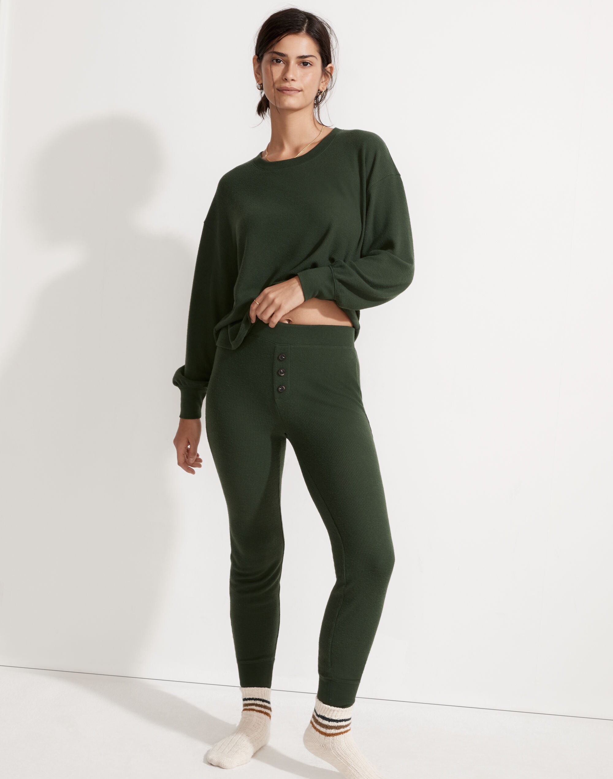 Brushed Waffle Knit Pajama Set