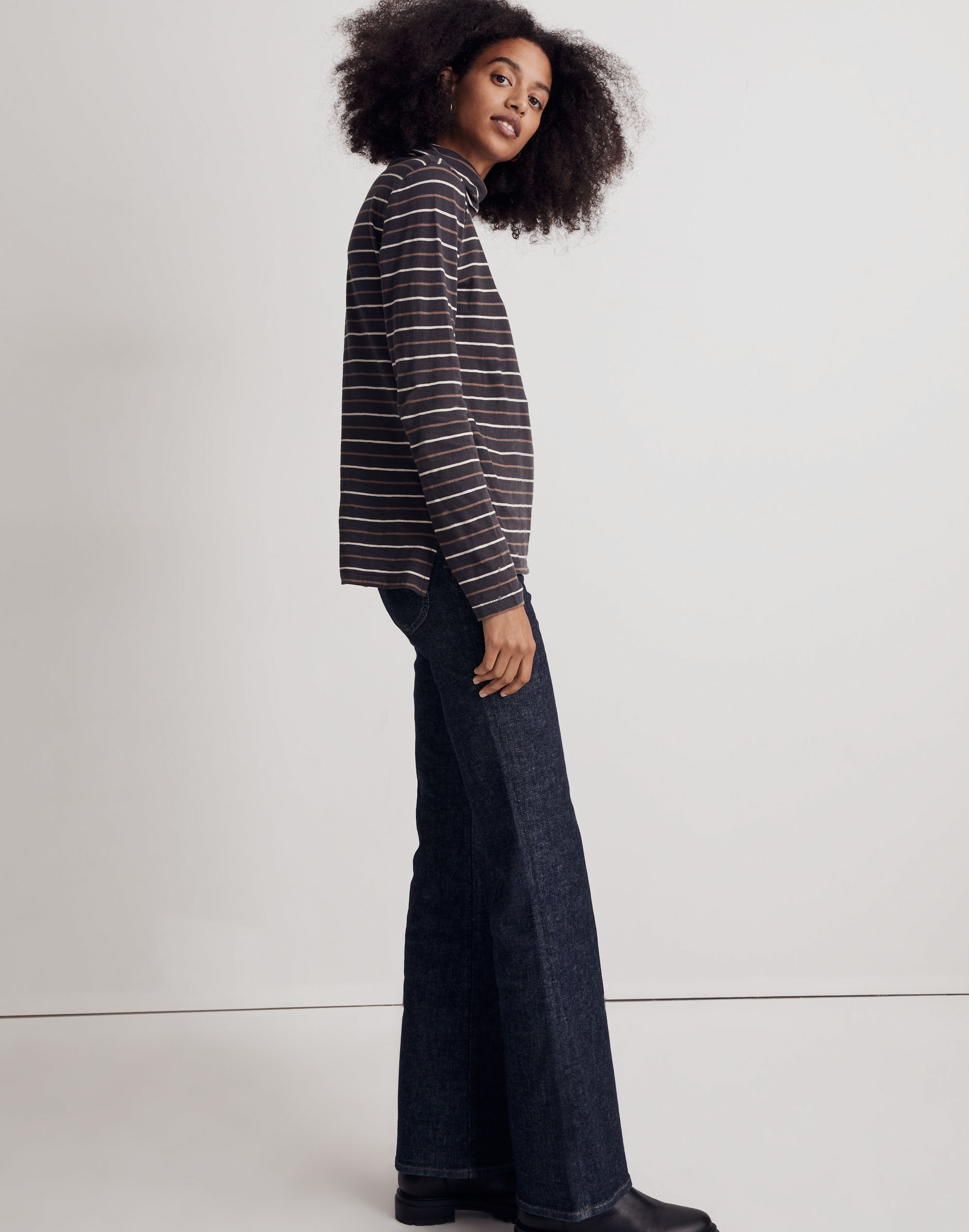 Whisper Cotton Turtleneck Top in Tessie Stripe