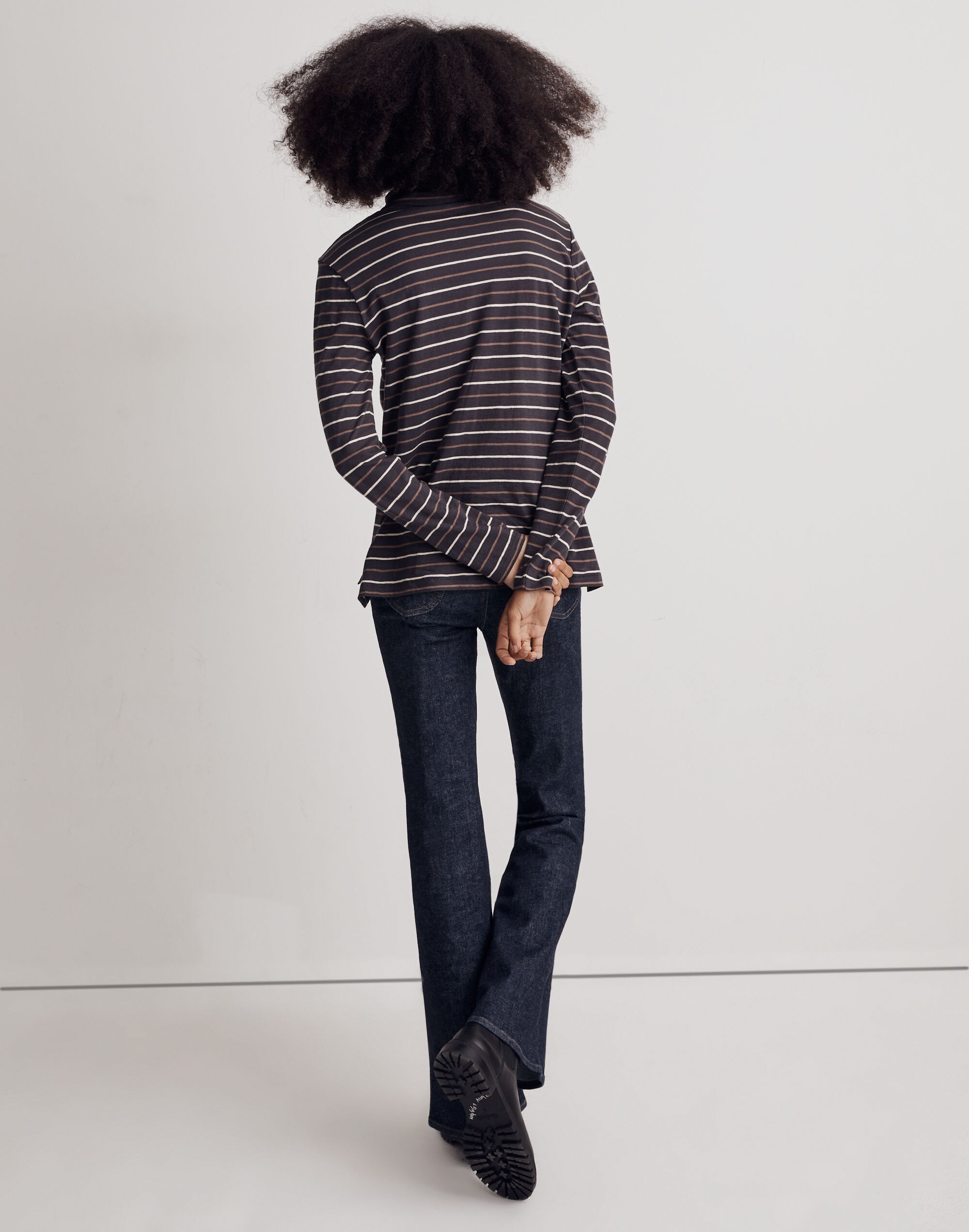 Whisper Cotton Turtleneck Top in Tessie Stripe