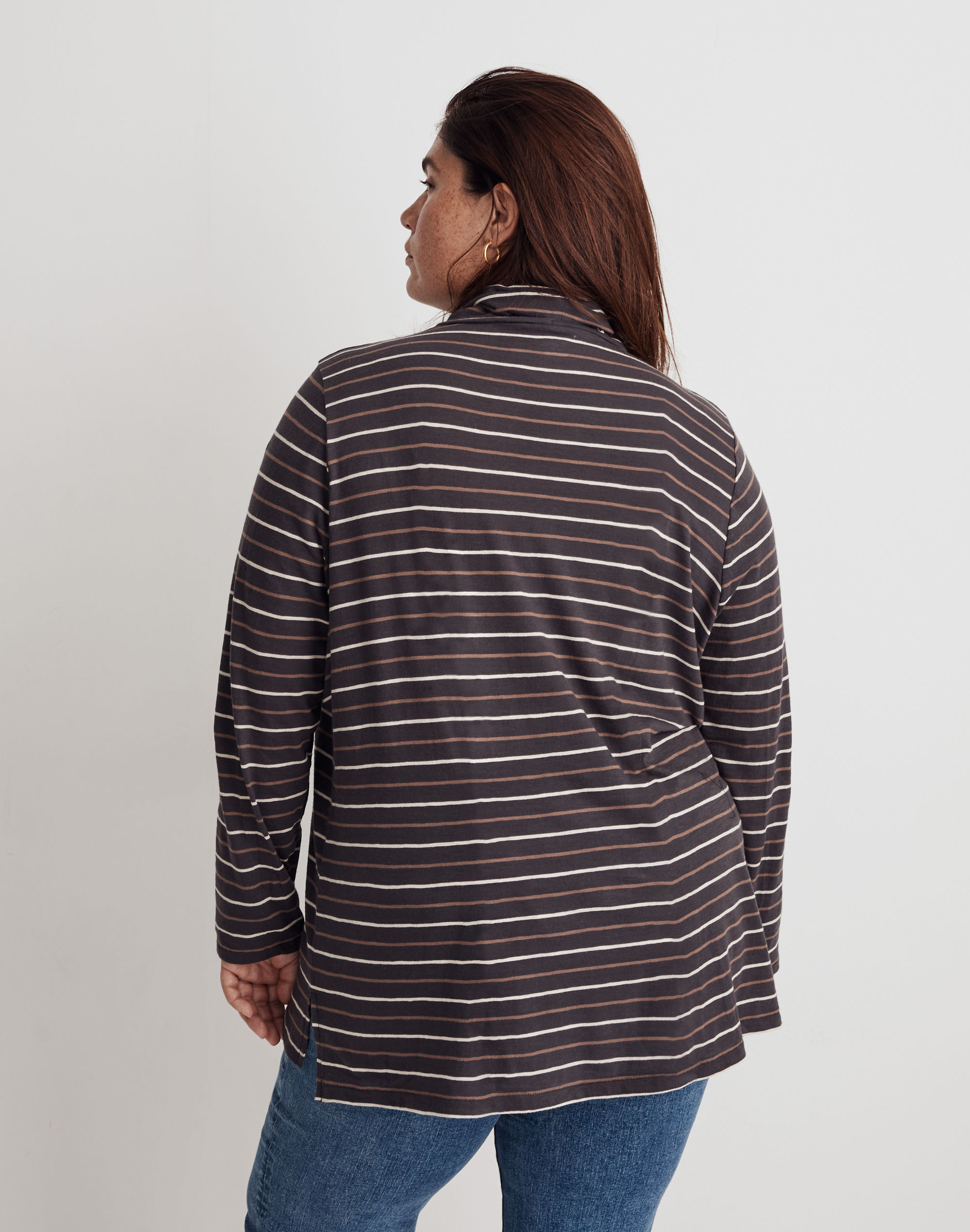 Plus Whisper Cotton Turtleneck in Tessie Stripe