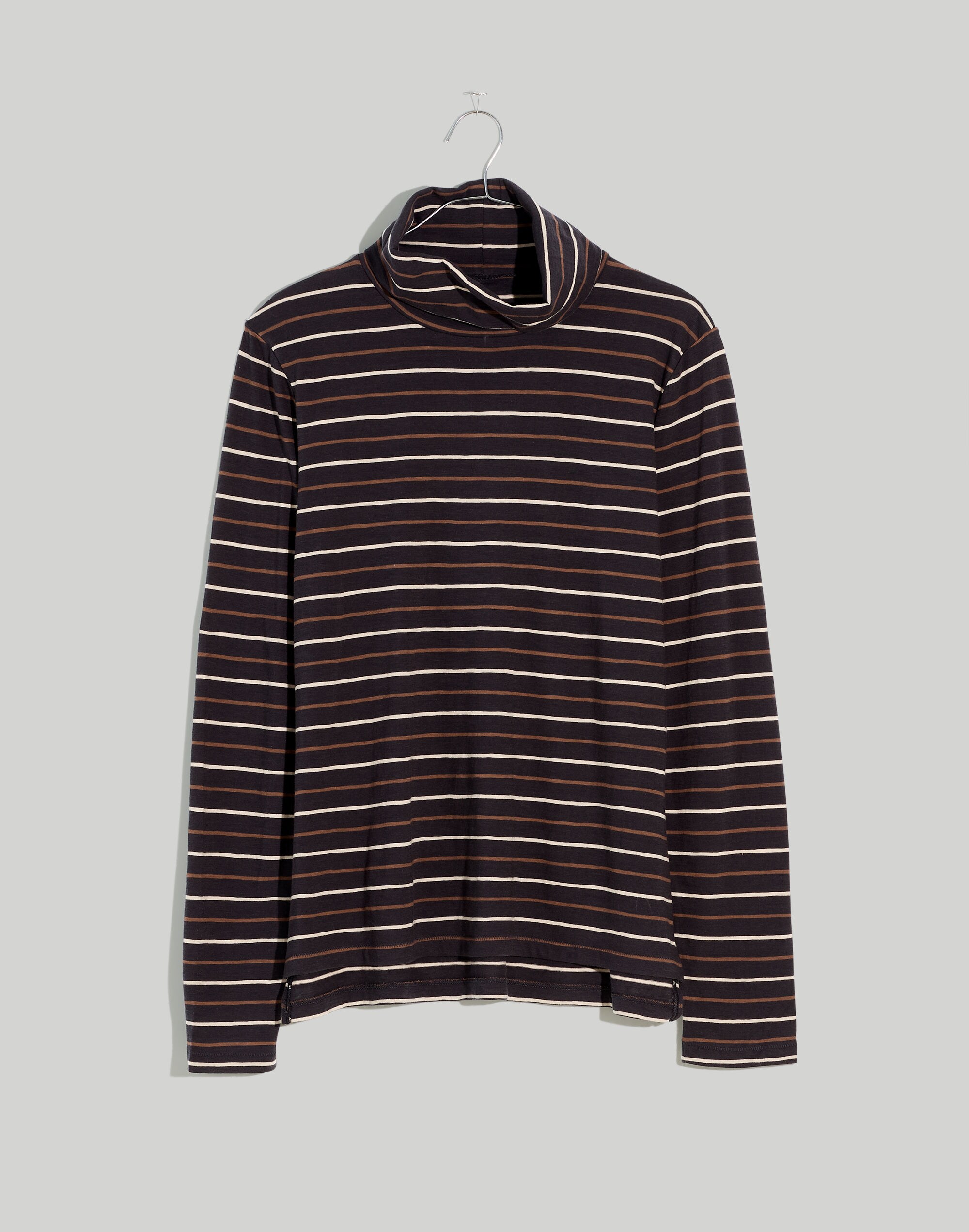 Plus Whisper Cotton Turtleneck in Tessie Stripe