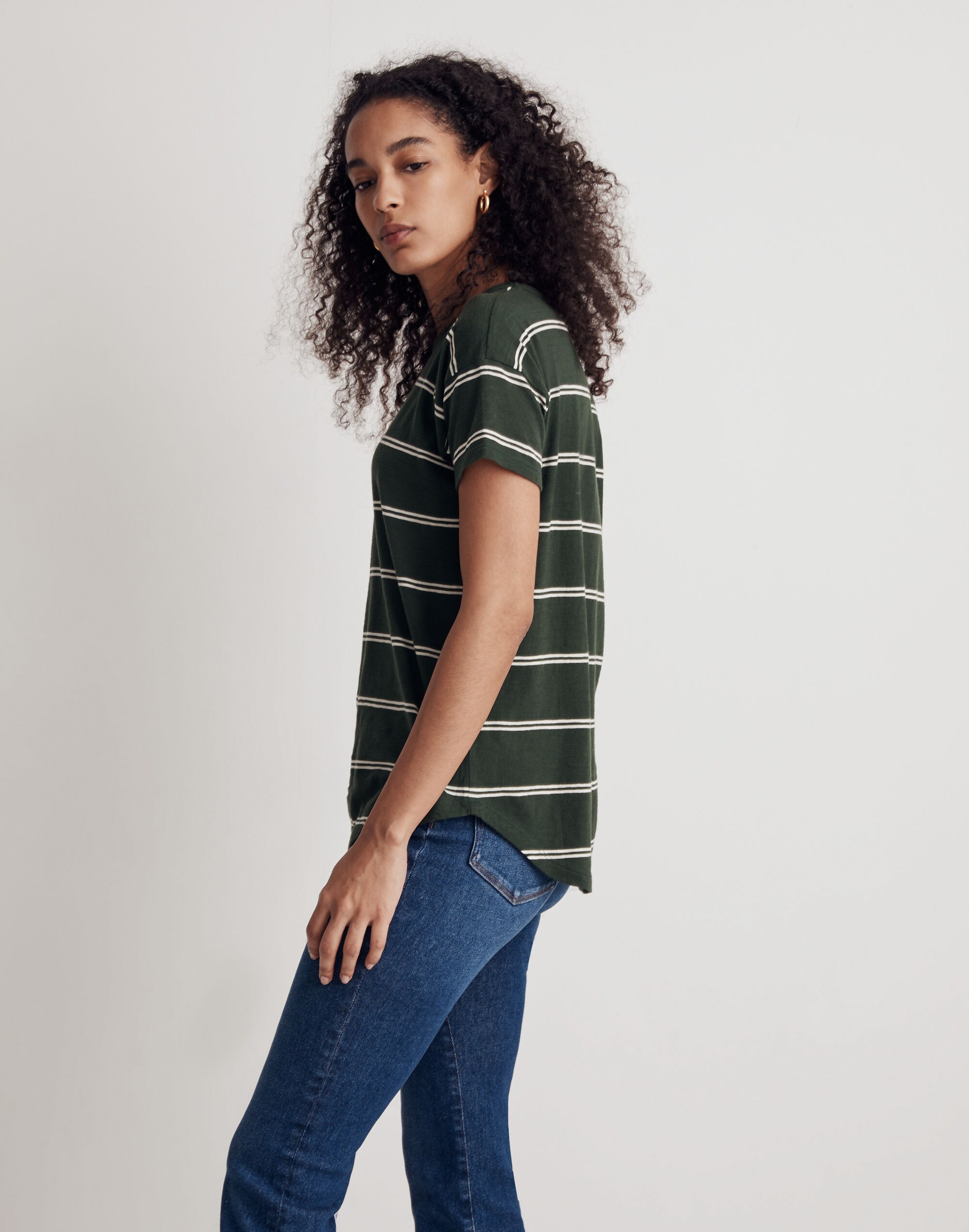 Whisper Cotton Crewneck Tee in Amar Stripe