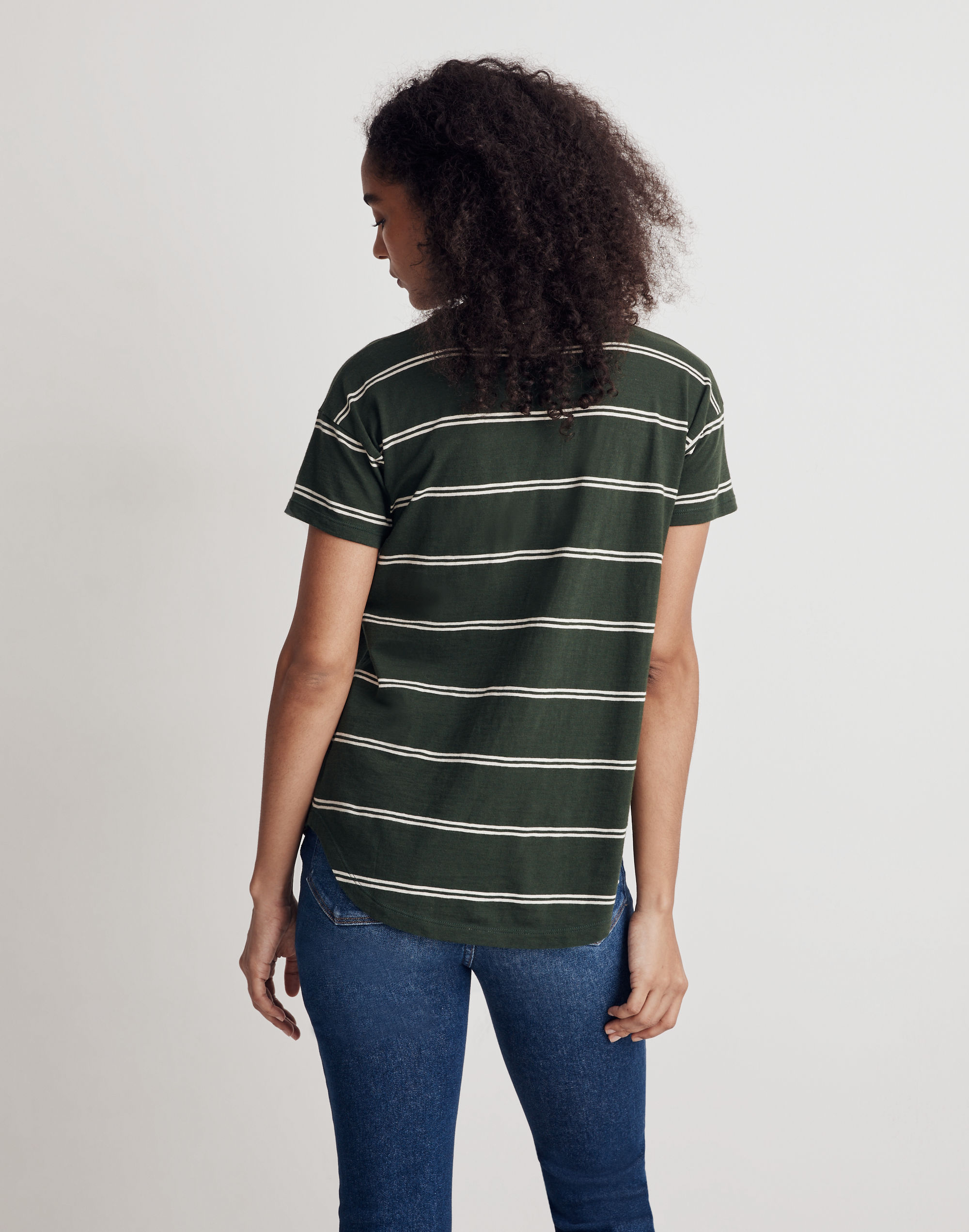 Whisper Cotton Crewneck Tee in Amar Stripe