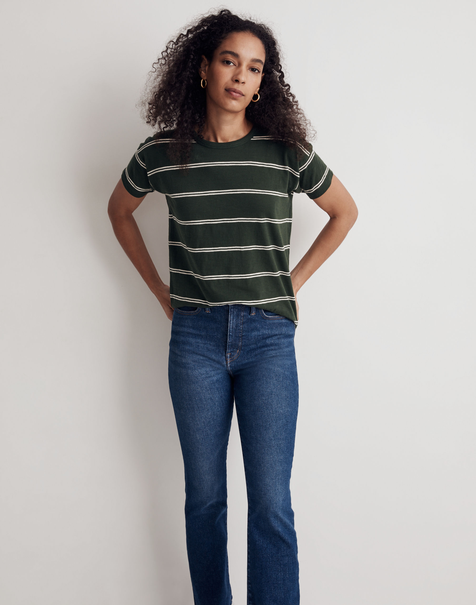 Whisper Cotton Crewneck Tee in Amar Stripe
