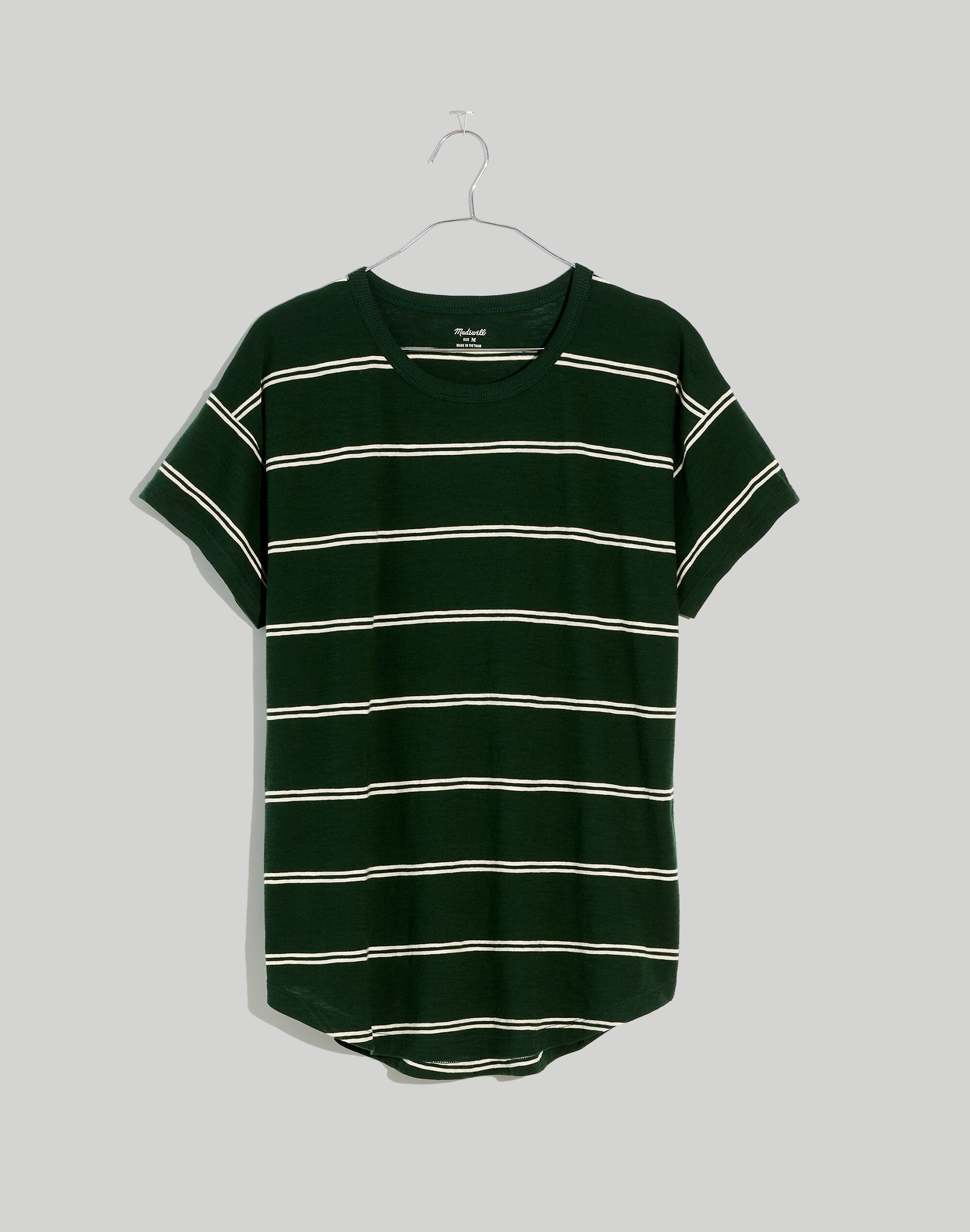 Plus Whisper Cotton Crewneck Tee in Amar Stripe