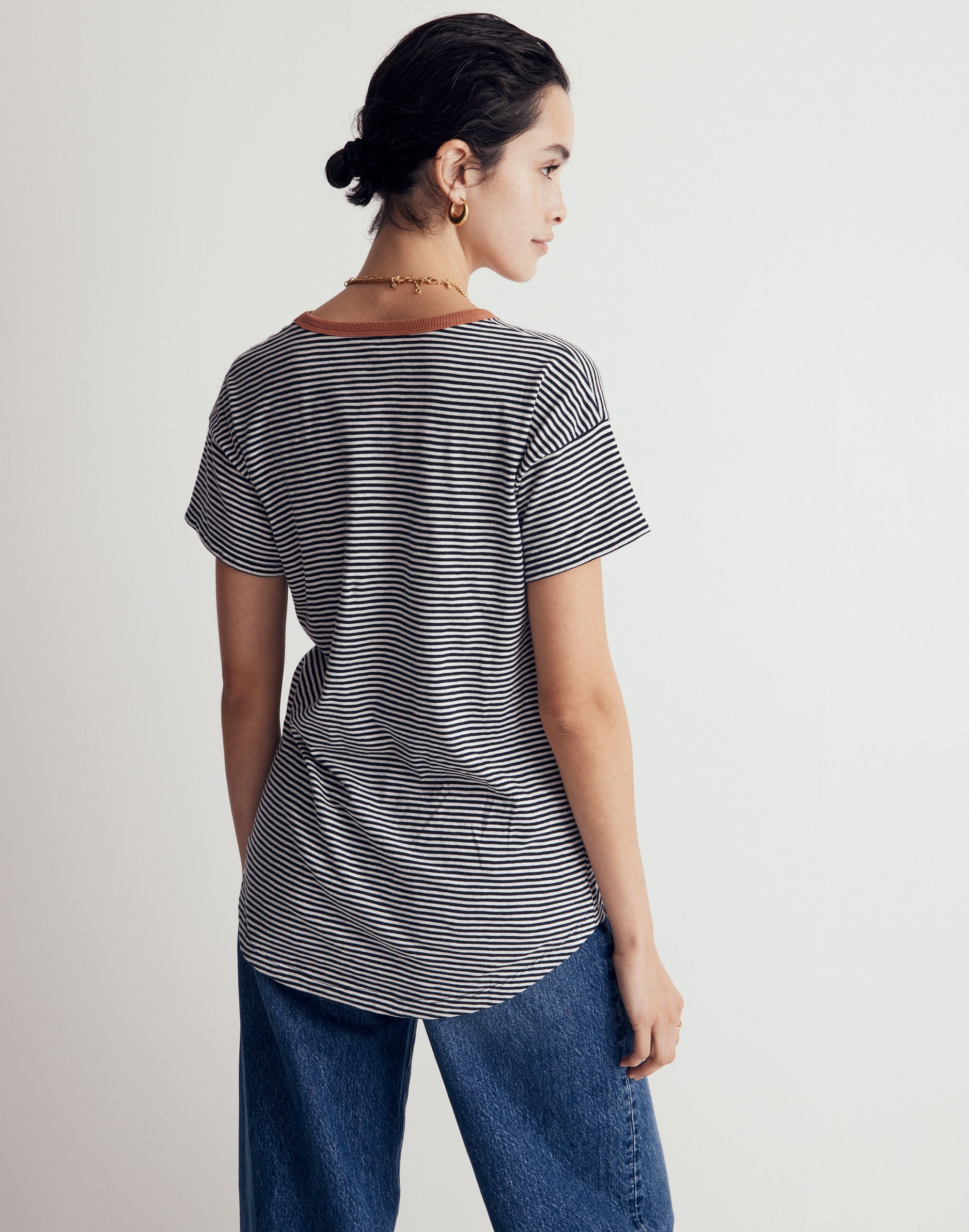 Whisper Cotton  Crewneck Tee in Kusama Stripe
