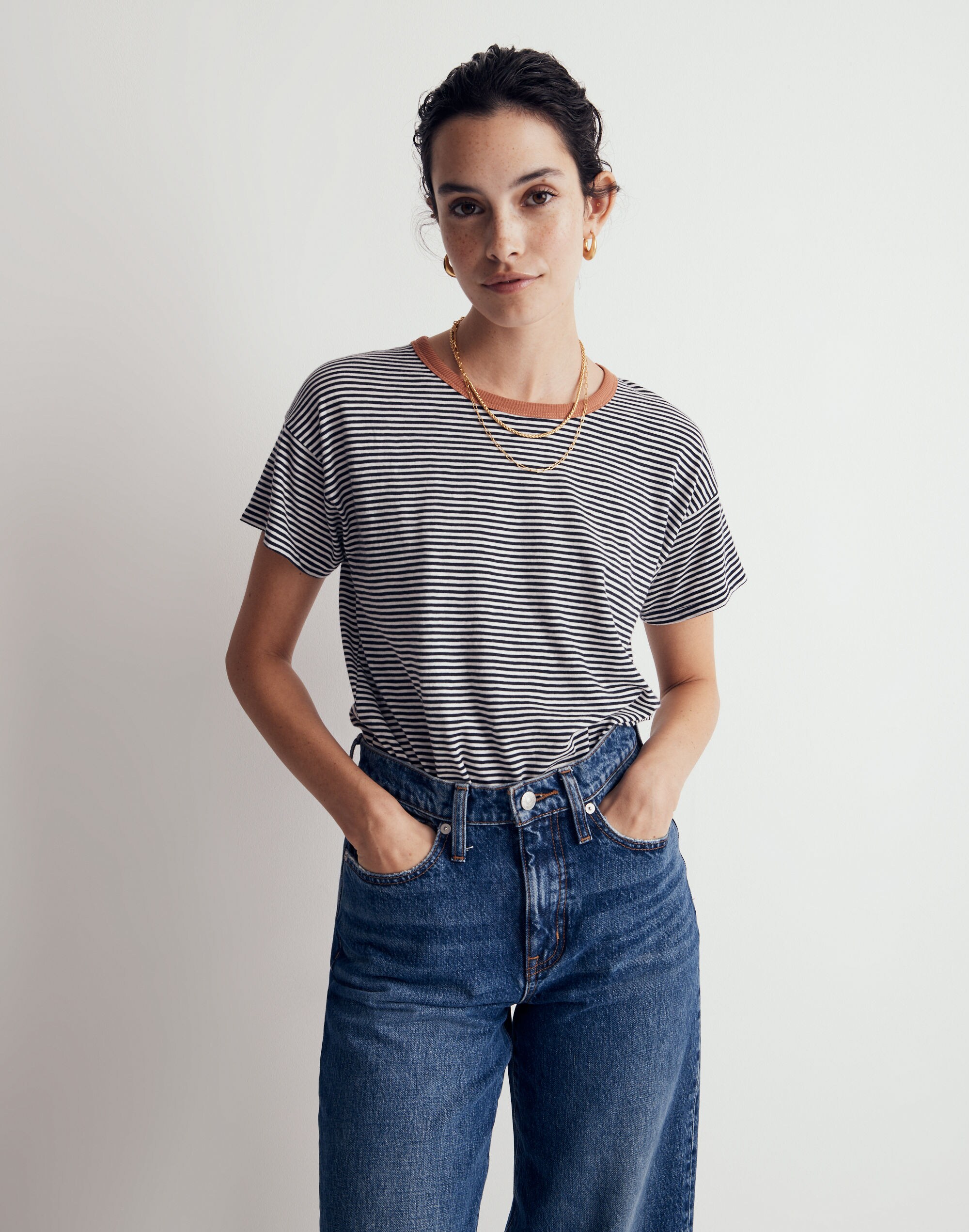 Whisper Cotton  Crewneck Tee in Kusama Stripe