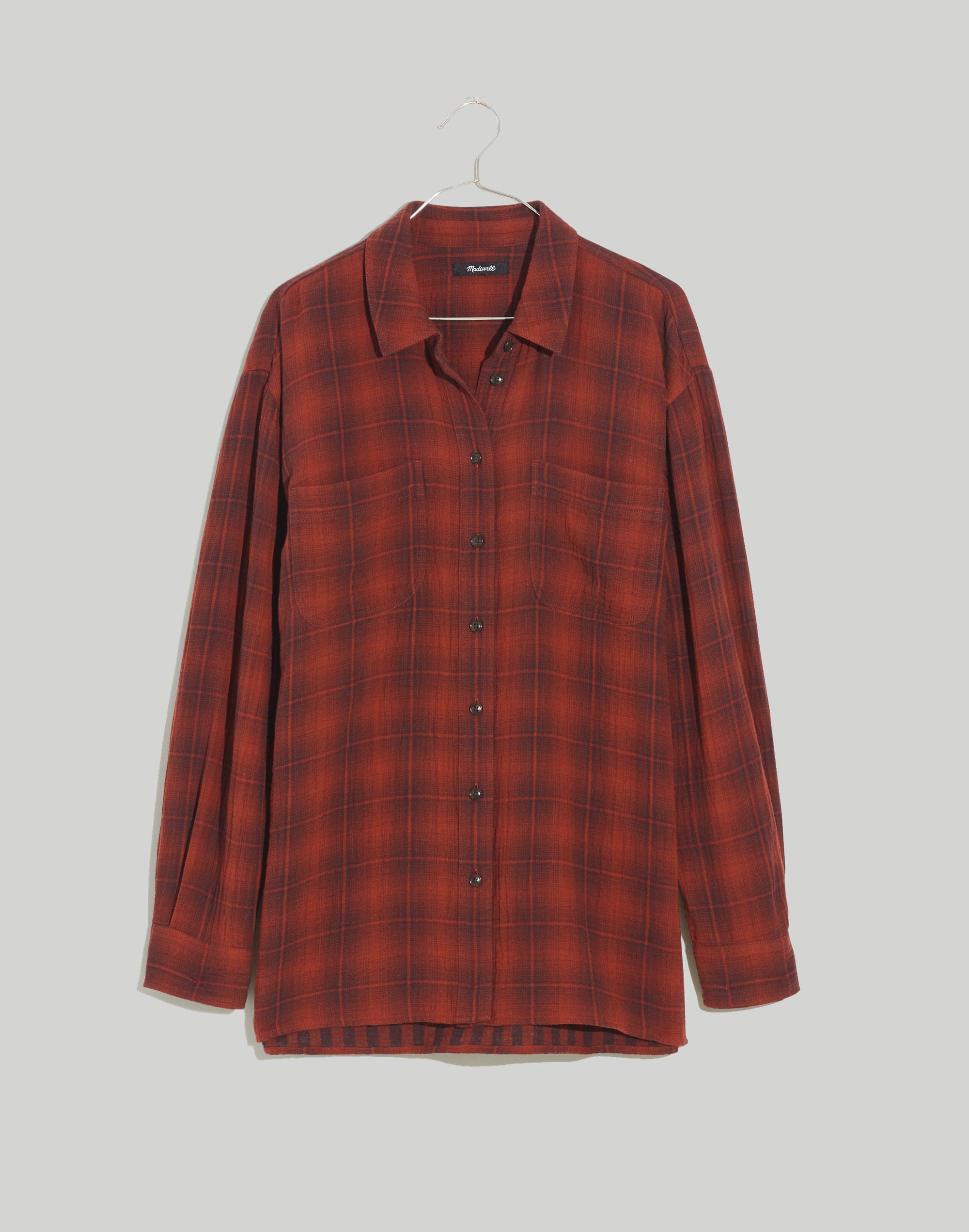 Oversized Flannel Button-Down Shirt