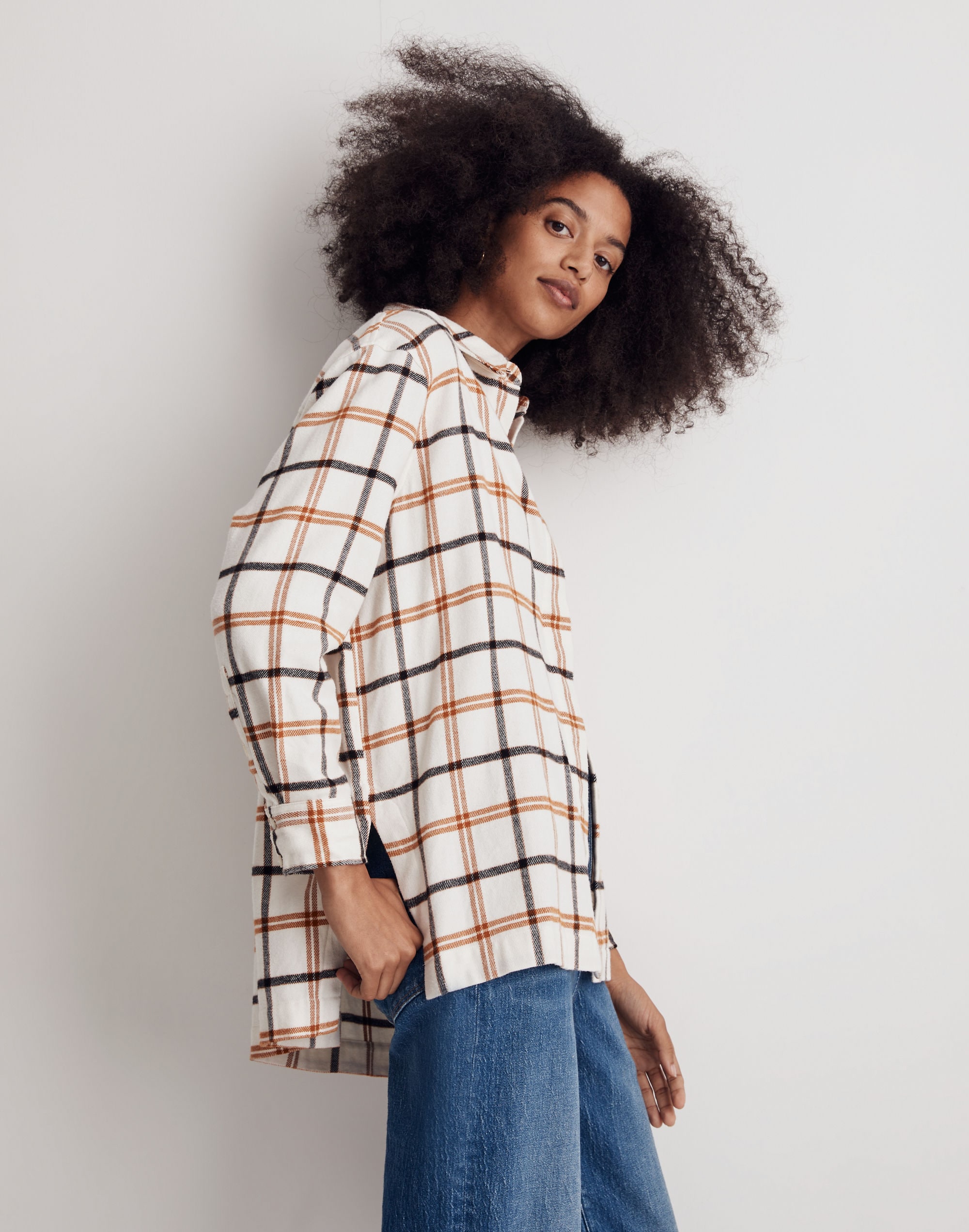 Flannel Oversized Boyfriend Shirt in Plaid