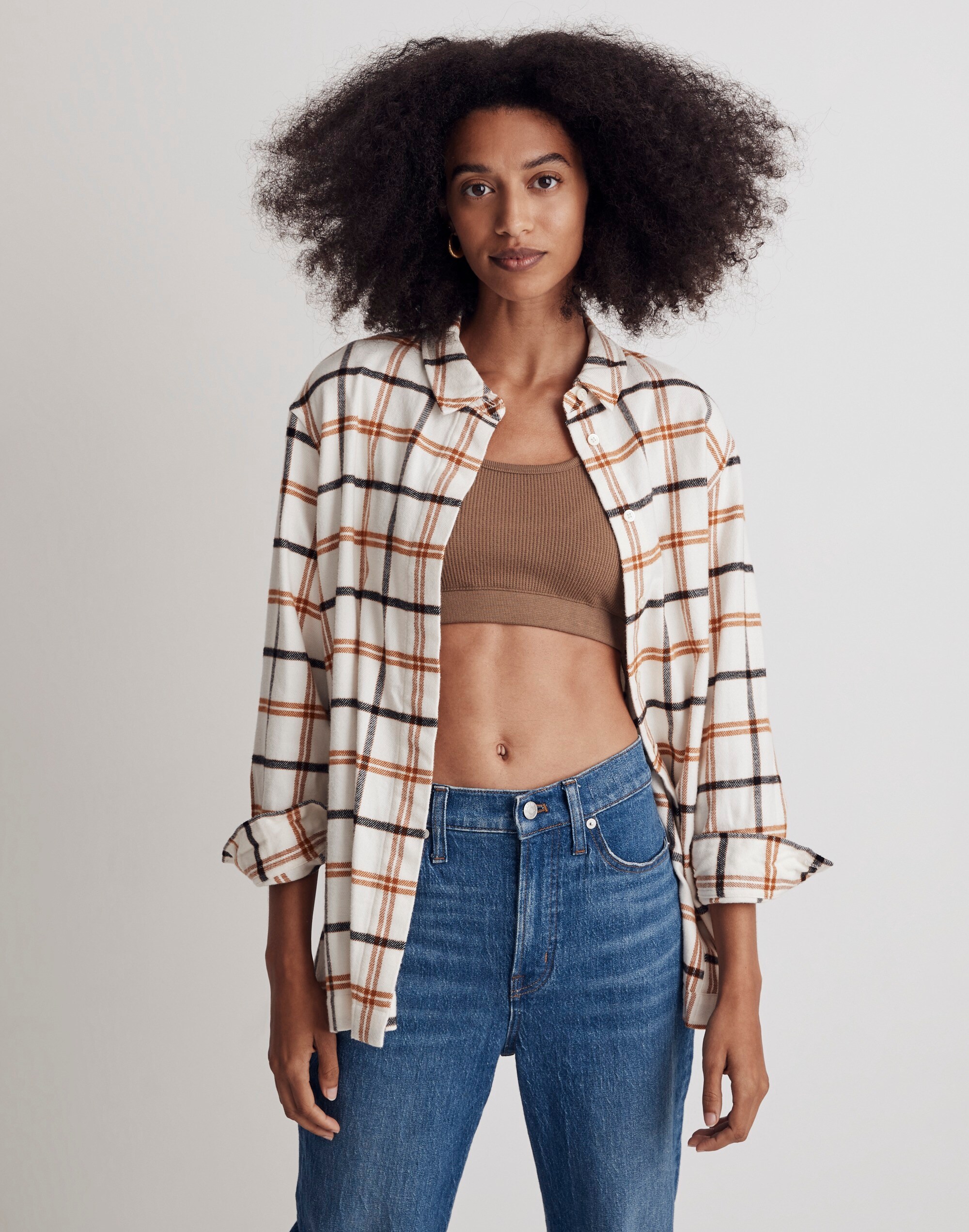 Flannel Oversized Boyfriend Shirt in Plaid