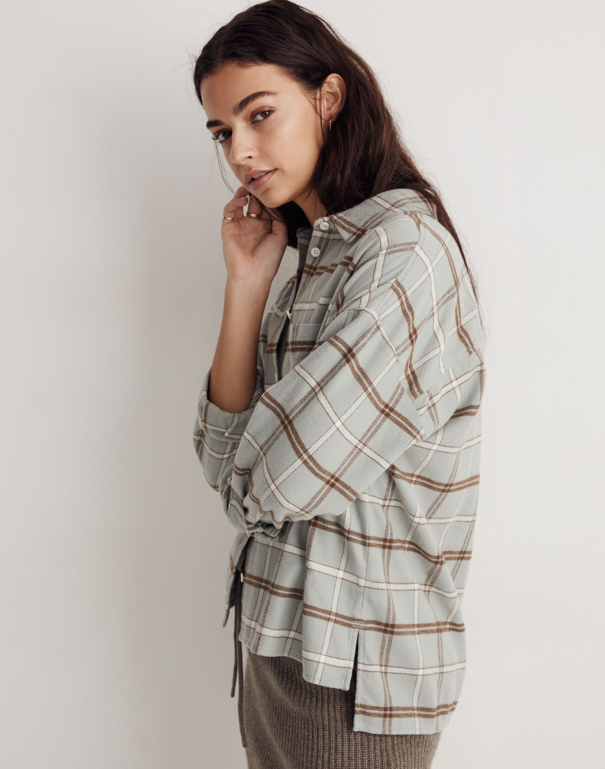 Flannel Long-Sleeve  Boxy Shirt