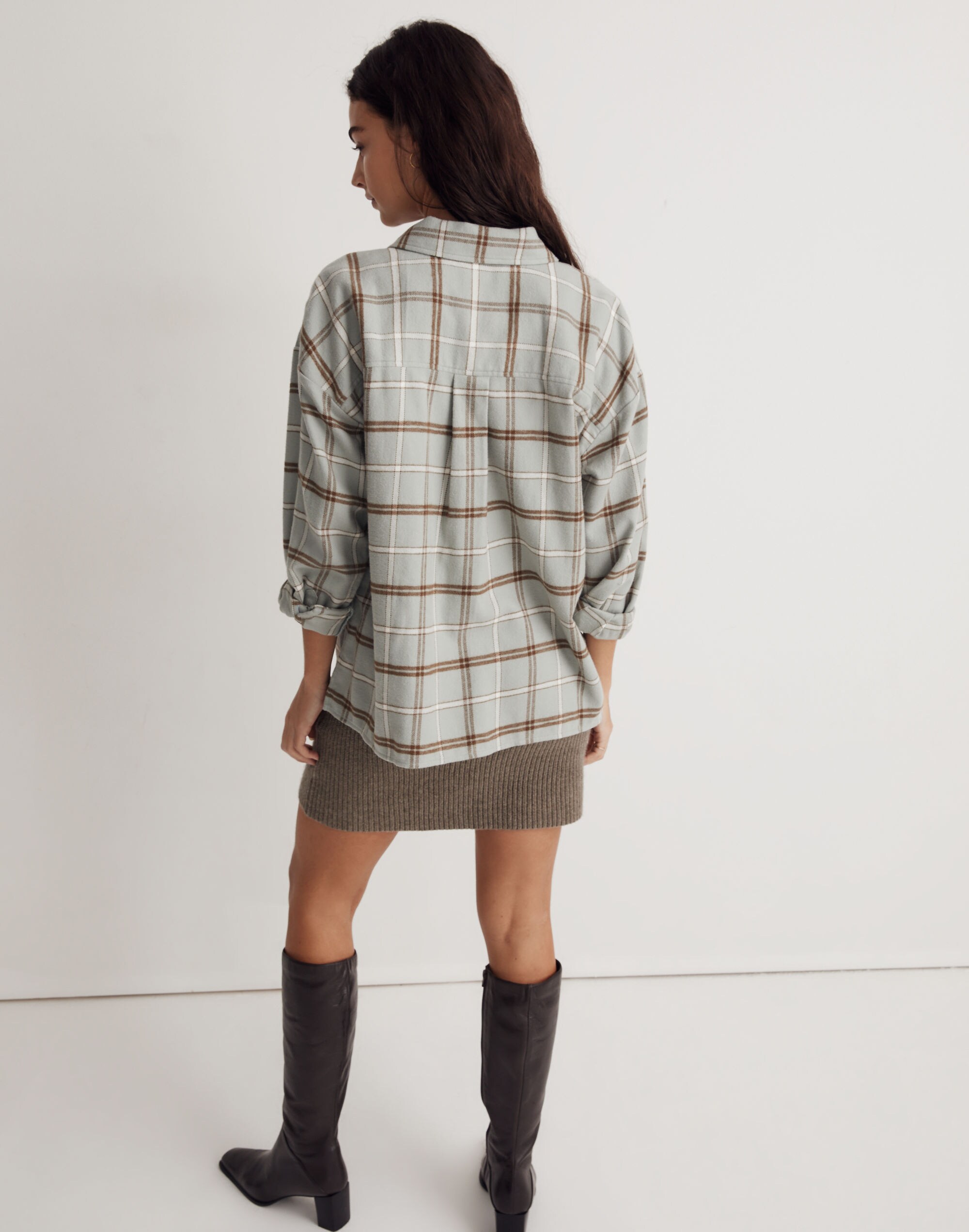 Flannel Long-Sleeve  Boxy Shirt