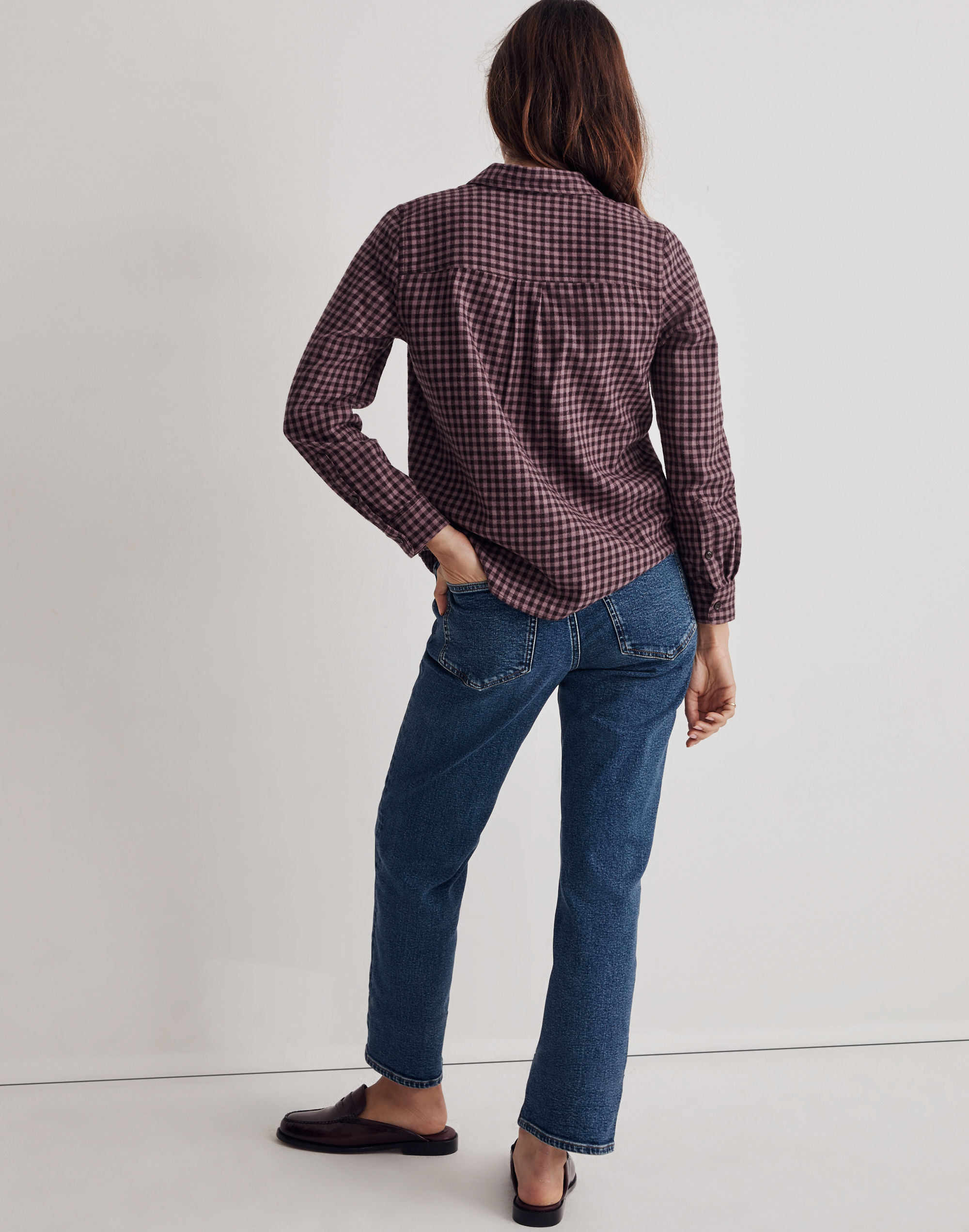 Shrunken Button-Up Shirt in Gingham