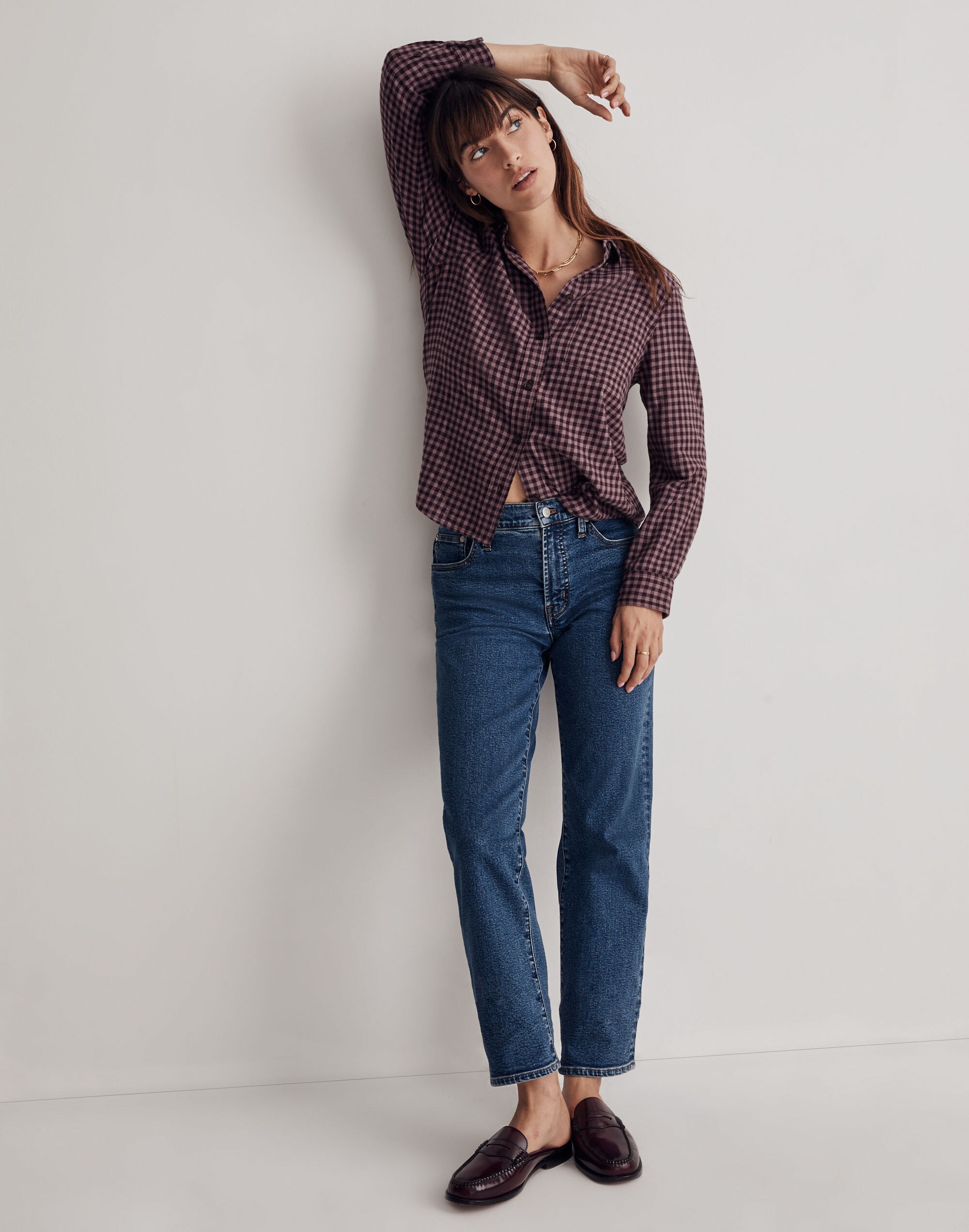 Shrunken Button-Up Shirt in Gingham