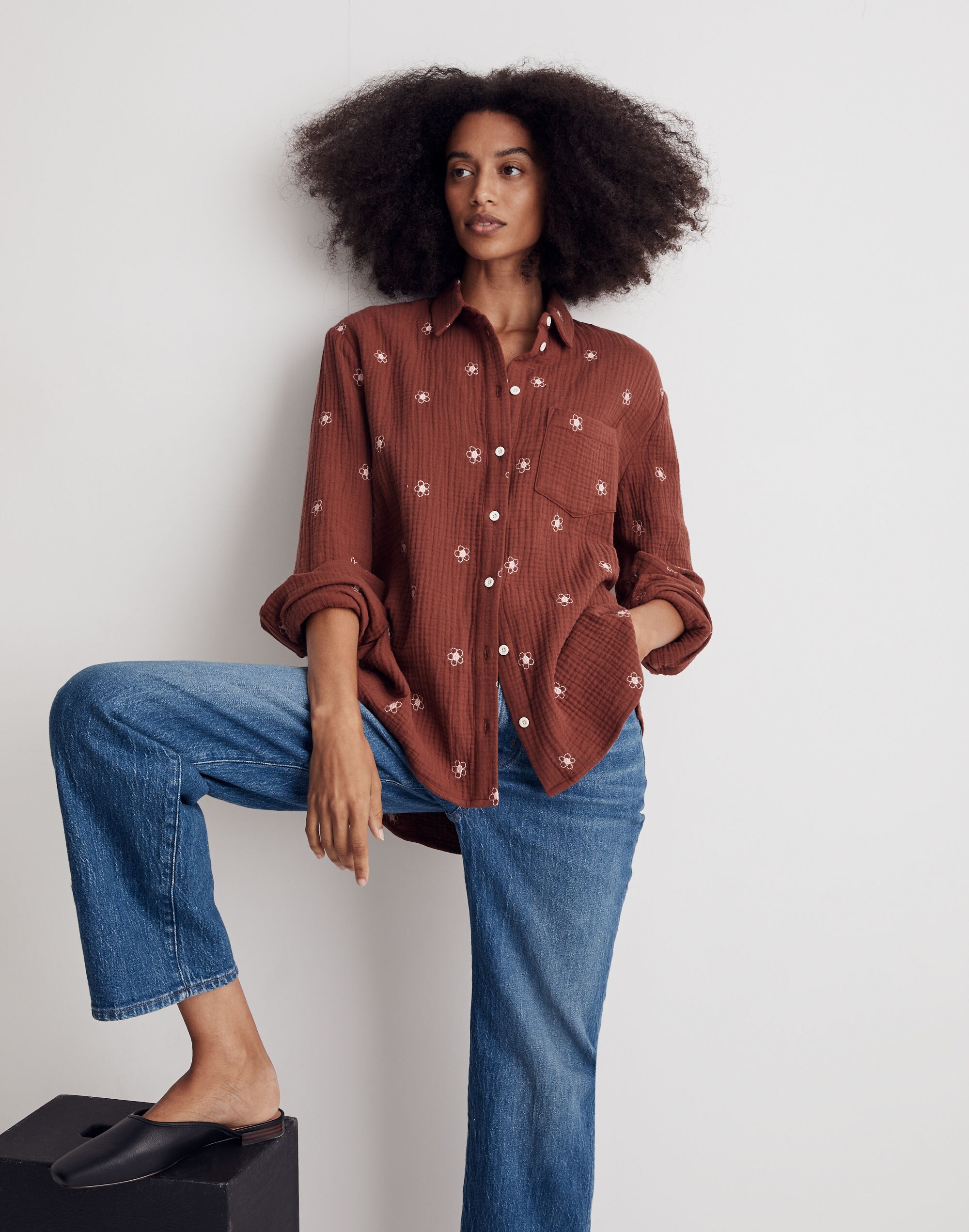 Embroidered Lightspun Oversized Ex-Boyfriend Shirt