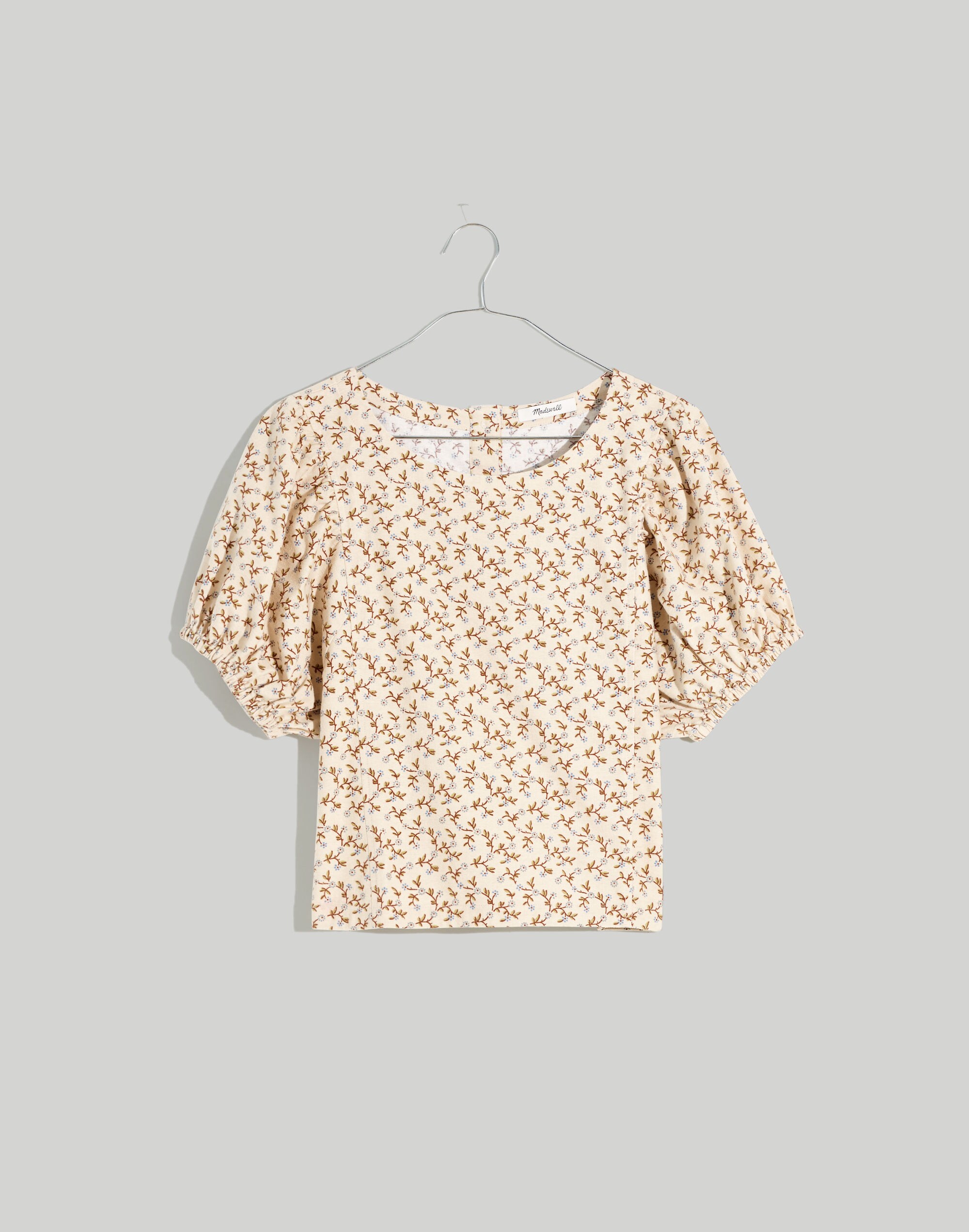 Flannel Puff-Sleeve Top in Teaberry Floral