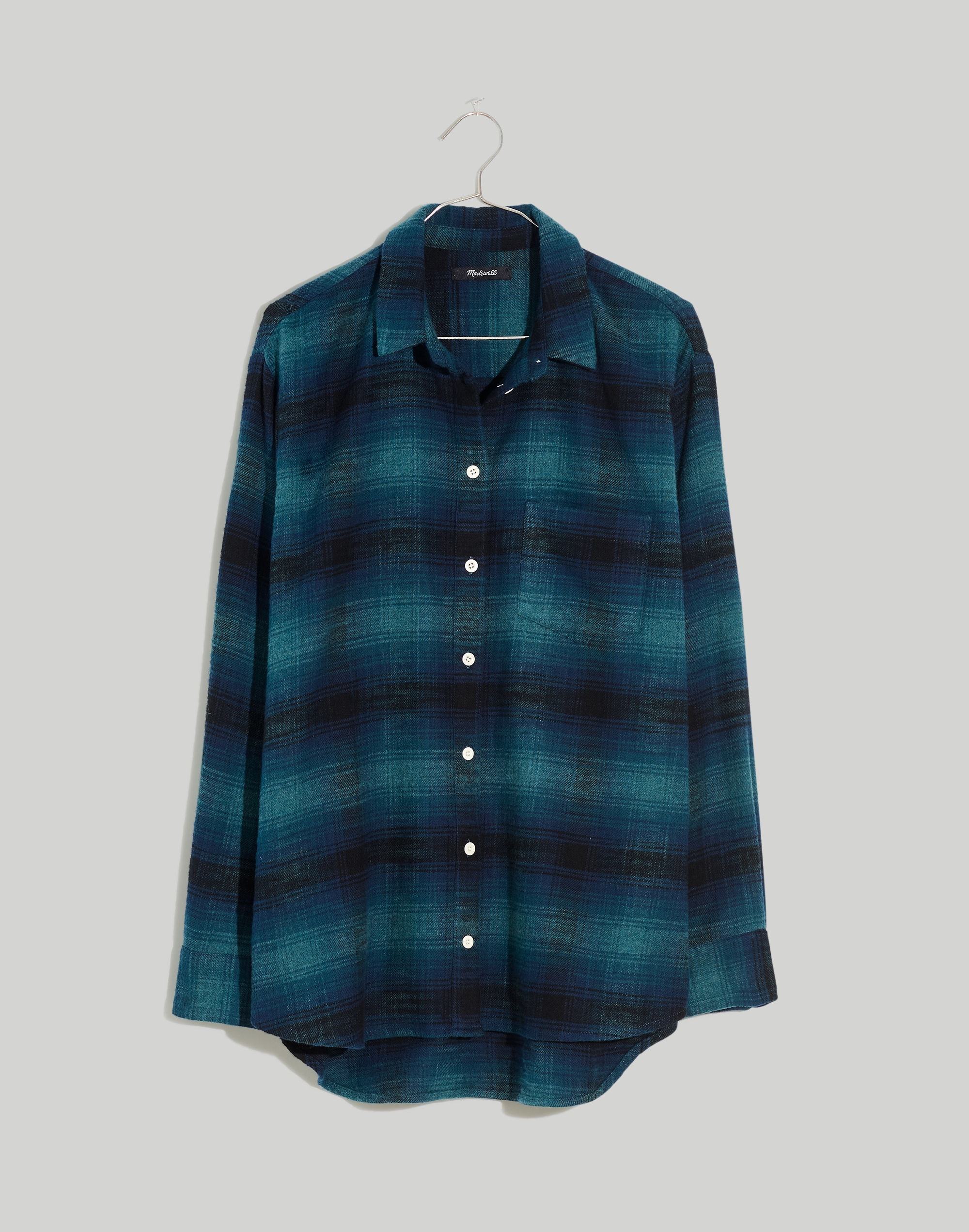 Slub Flannel Oversized Ex-Boyfriend Shirt in Plaid