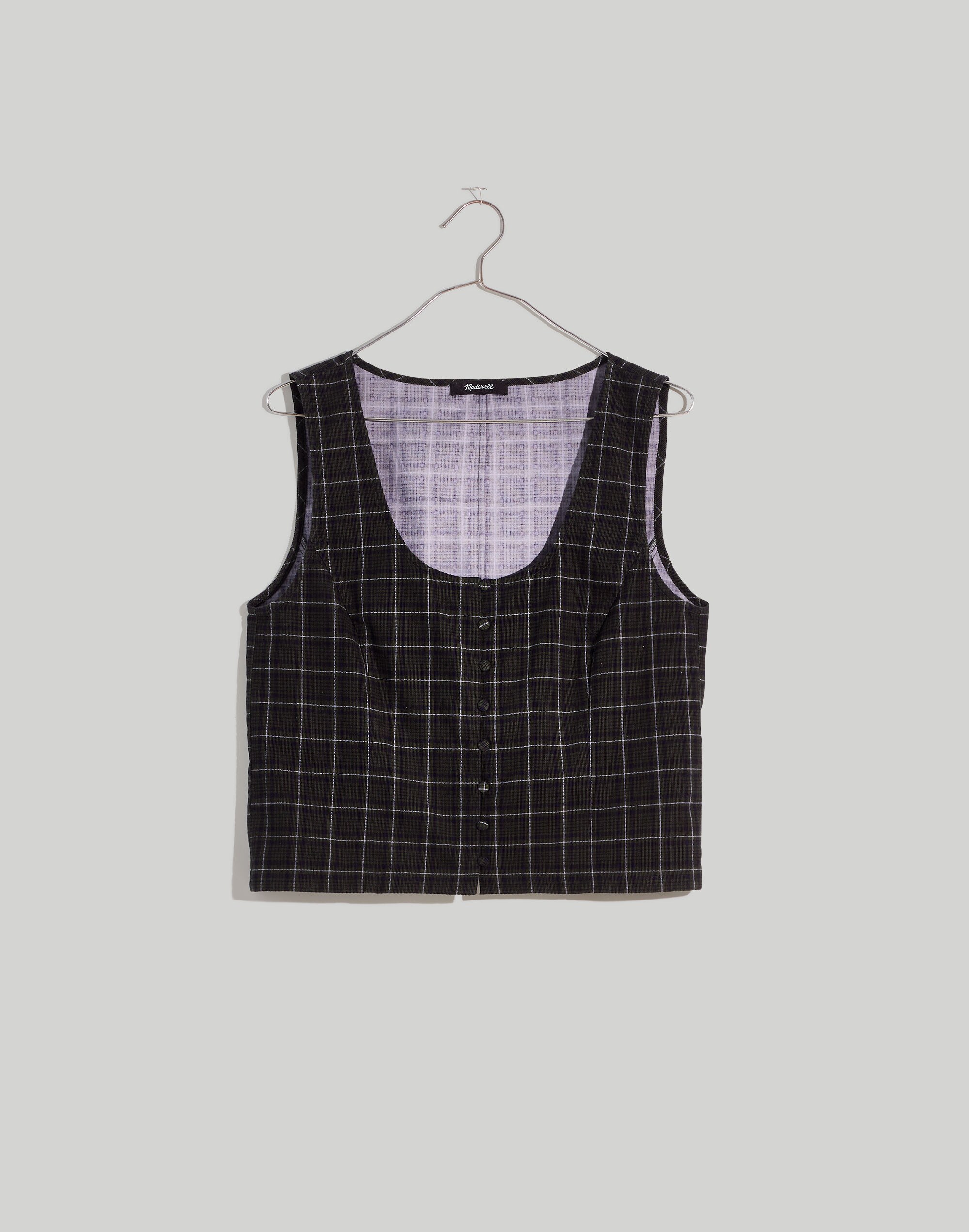 Corduroy Sleeveless Crop Top in Plaid