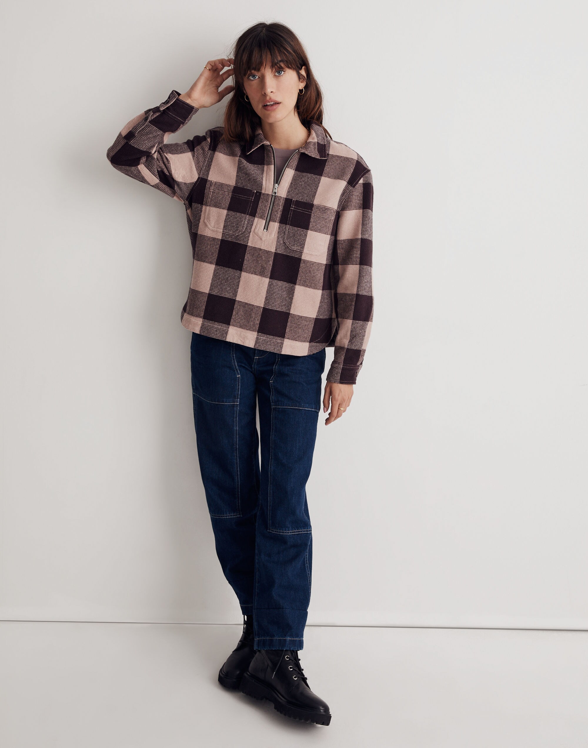 Waffle Half-Zip Popover Shirt