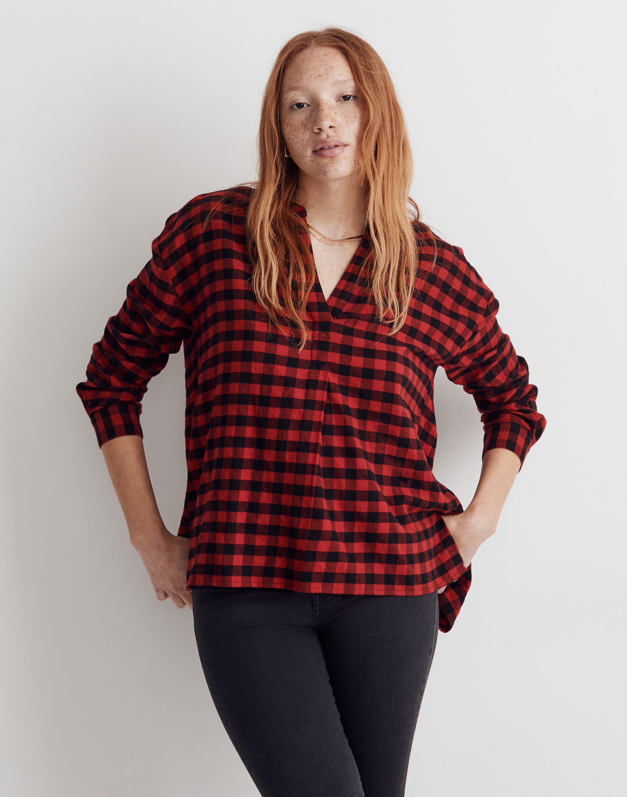 flannel long-sleeve shirt in plaid