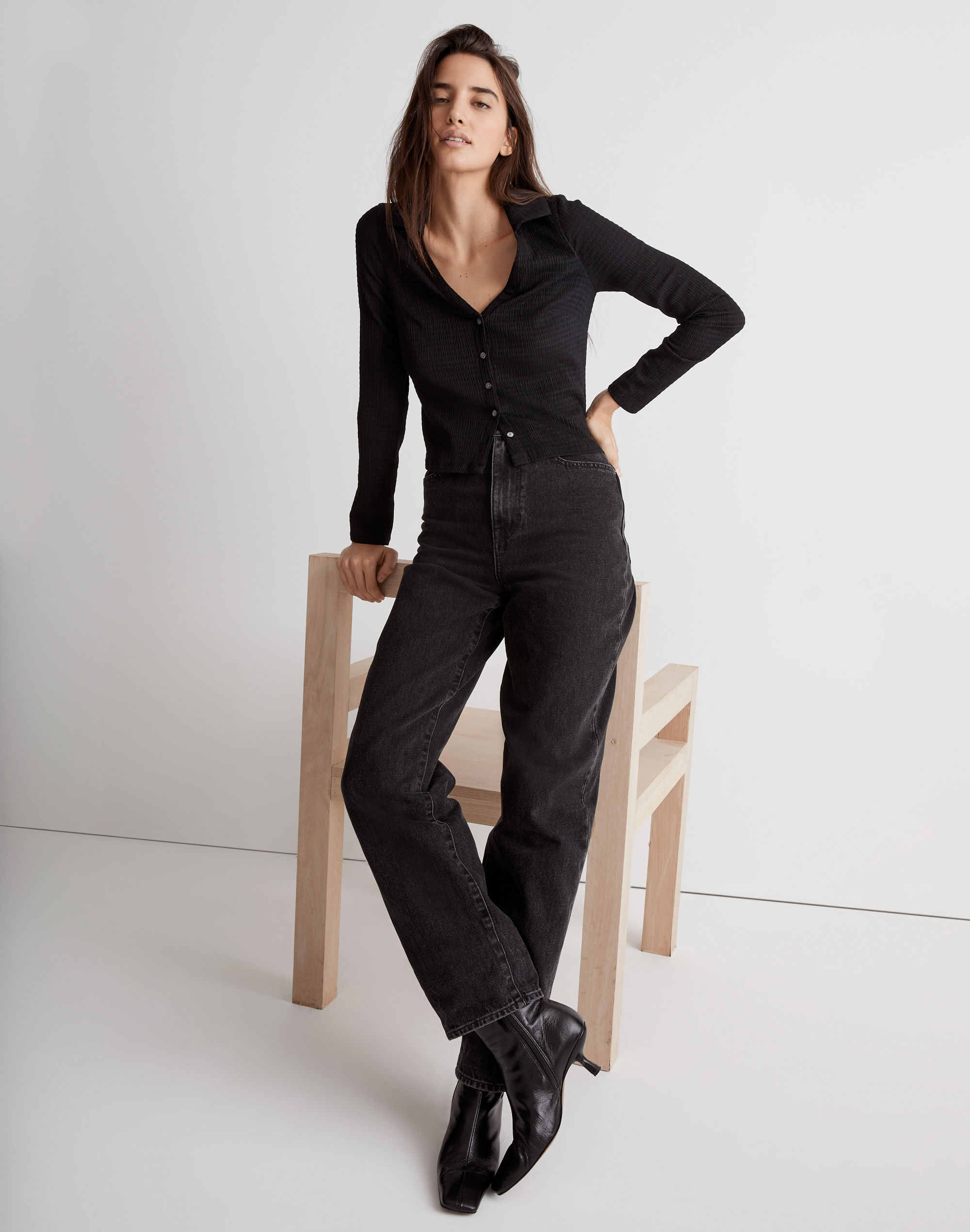 seersucker crop shirt