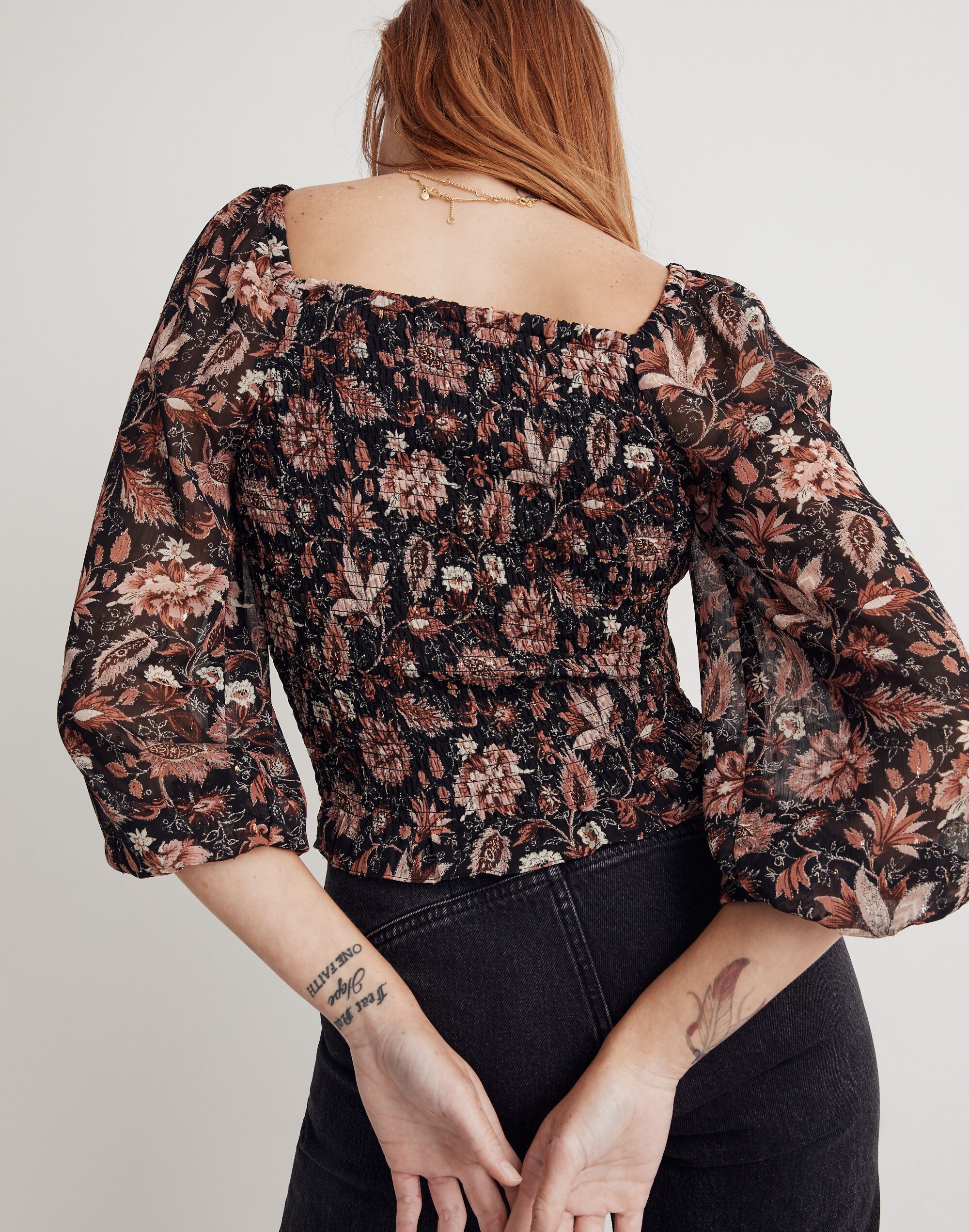 Lucie Smocked Top in Floral