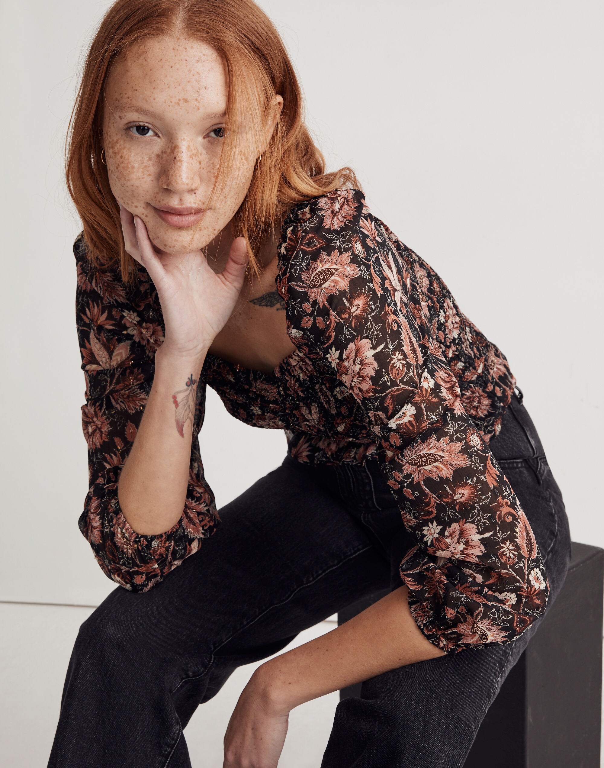 Lucie Smocked Top in Floral