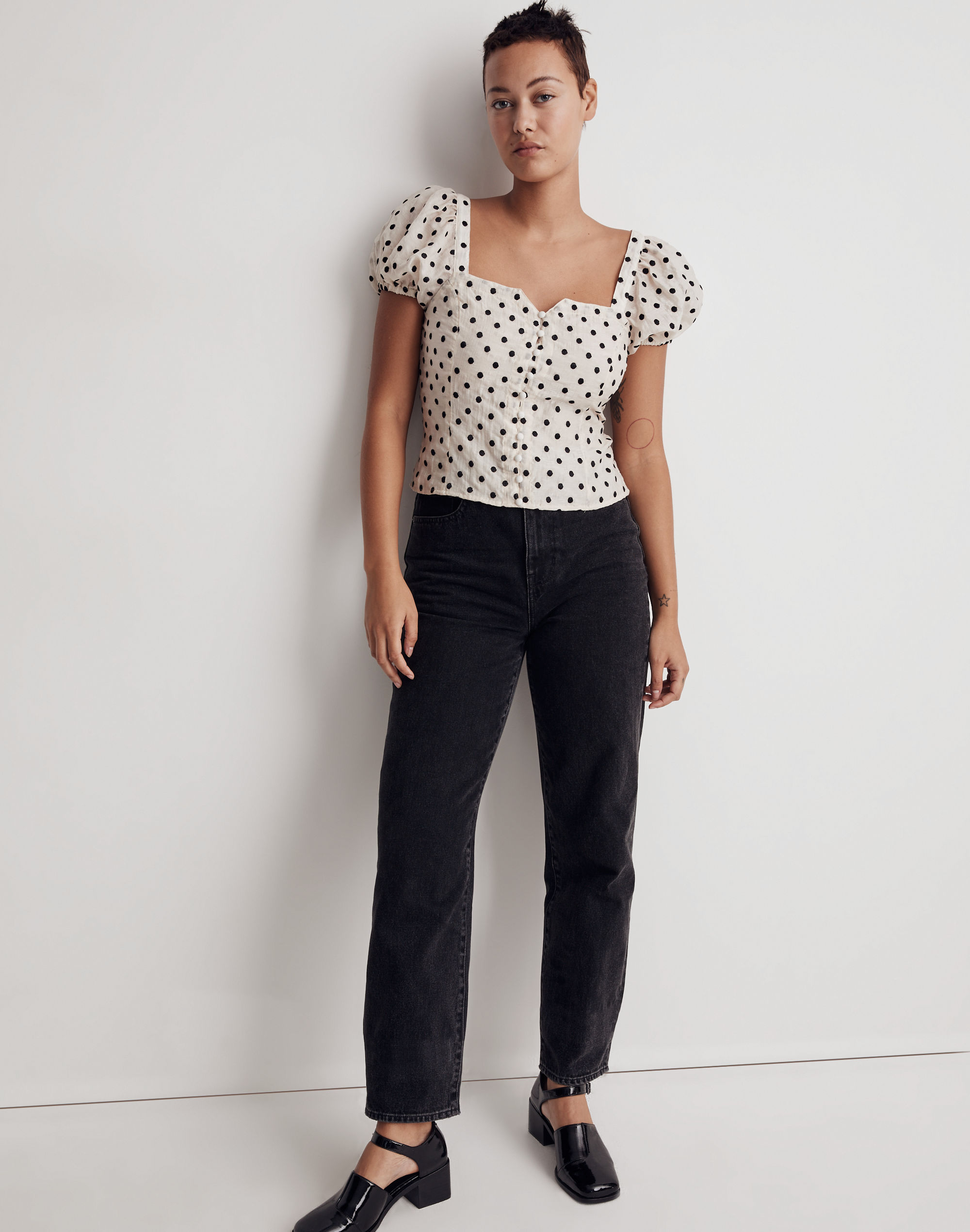 トップス sheller airy dot flare tops airy dot flare tops – shéller / シェリエ